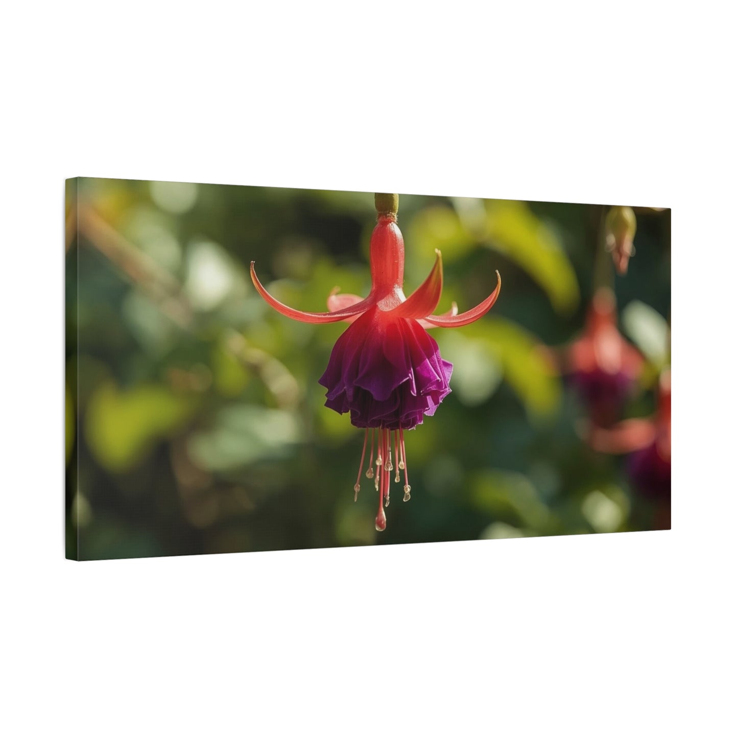 Fuchsia Flower Canvas Wall Art - Botanical Macro Art Print, Red Purple Bloom - Matte Cotton Art Print - Contemporary Nature Style - Bedroom Wall Decor, Spa Room Accent - Bedroom Home Decoration