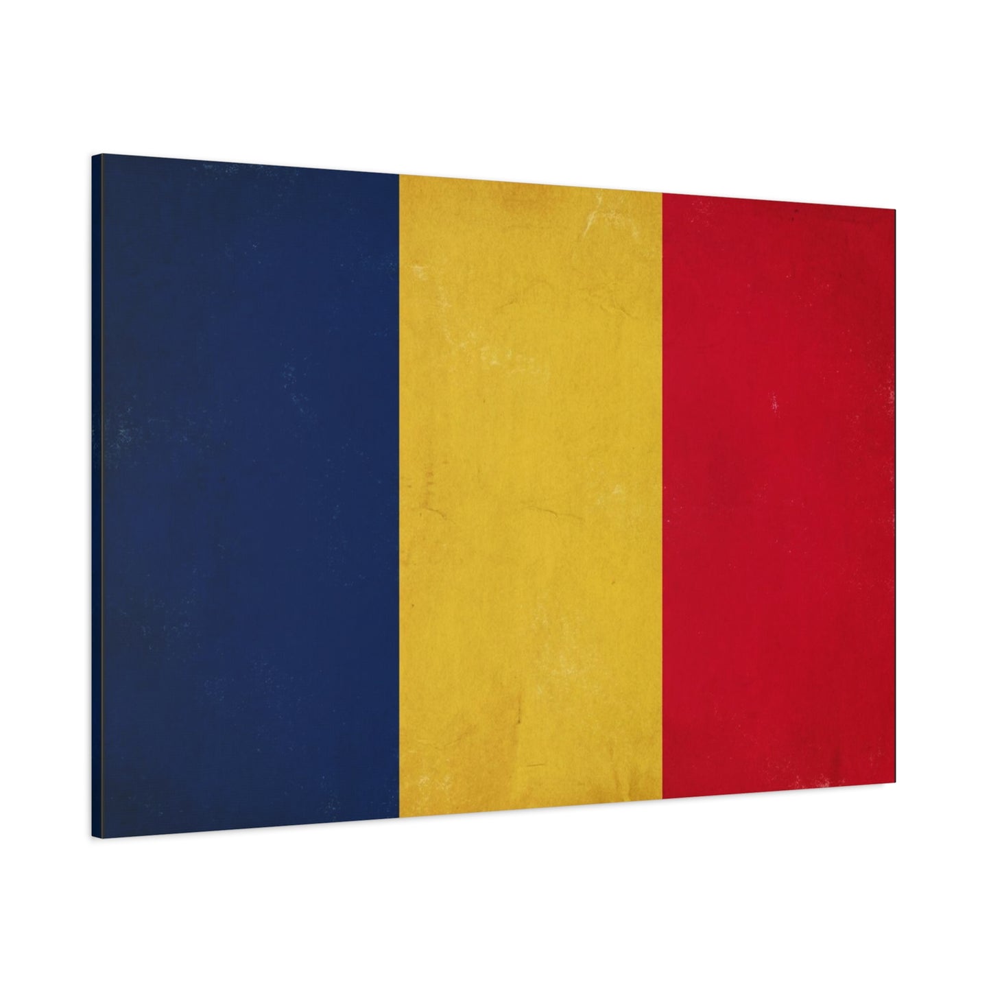 Romania Flag Canvas Wall Art - Vintage Tricolor Country Print, Blue Yellow Red Patriotic Decor - Minimalist Textured Artwork - Living Room Wall Decor - Bedroom Home Decoration - Modern Farmhouse Style