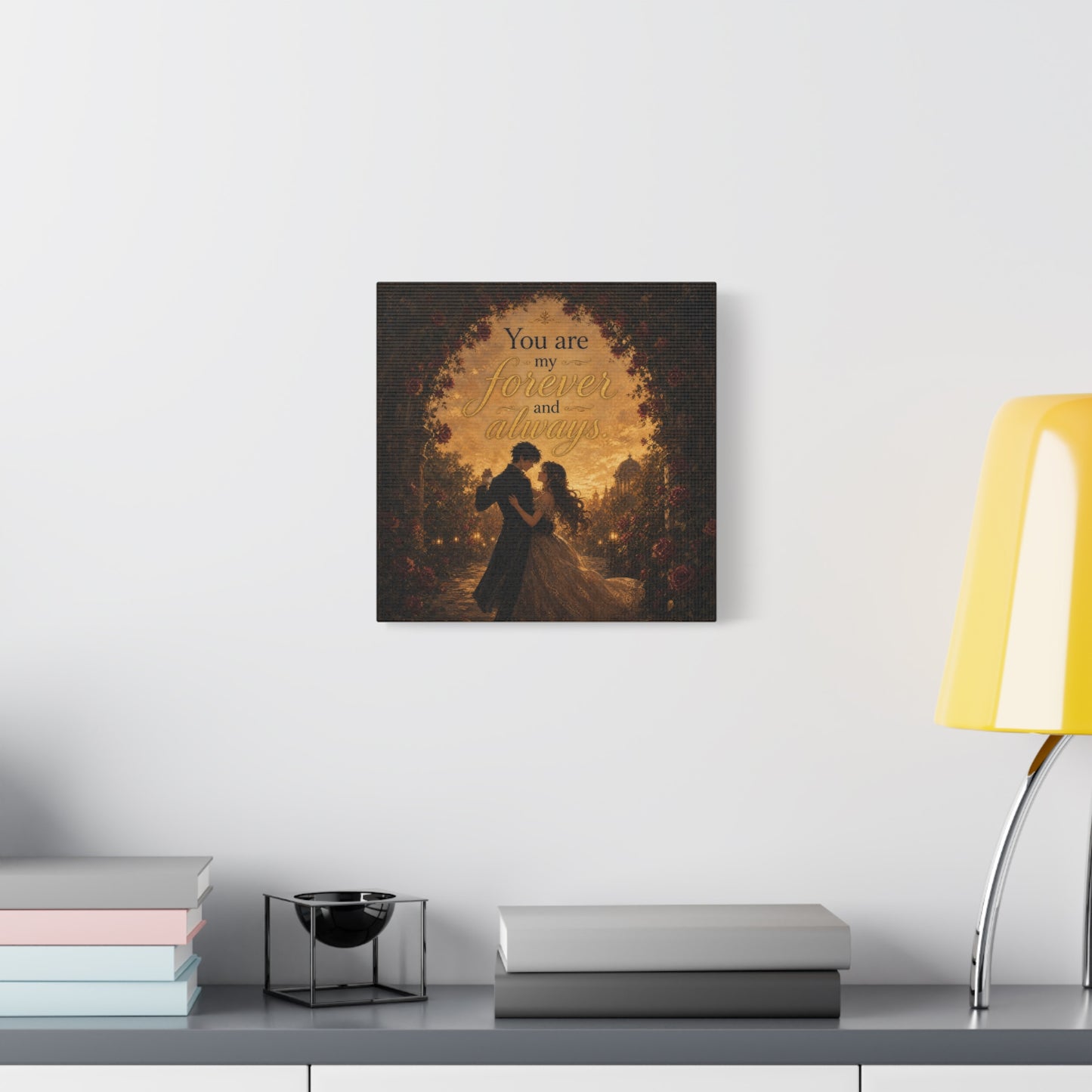 "You Are My Forever And Always." Romantic Couple Canvas Wall Art - Vintage Rose Arch Sunset Quote Print - Bedroom Home Decoration - Living Room Wall Decor - Bedroom Home Decoration - Ready to Hang