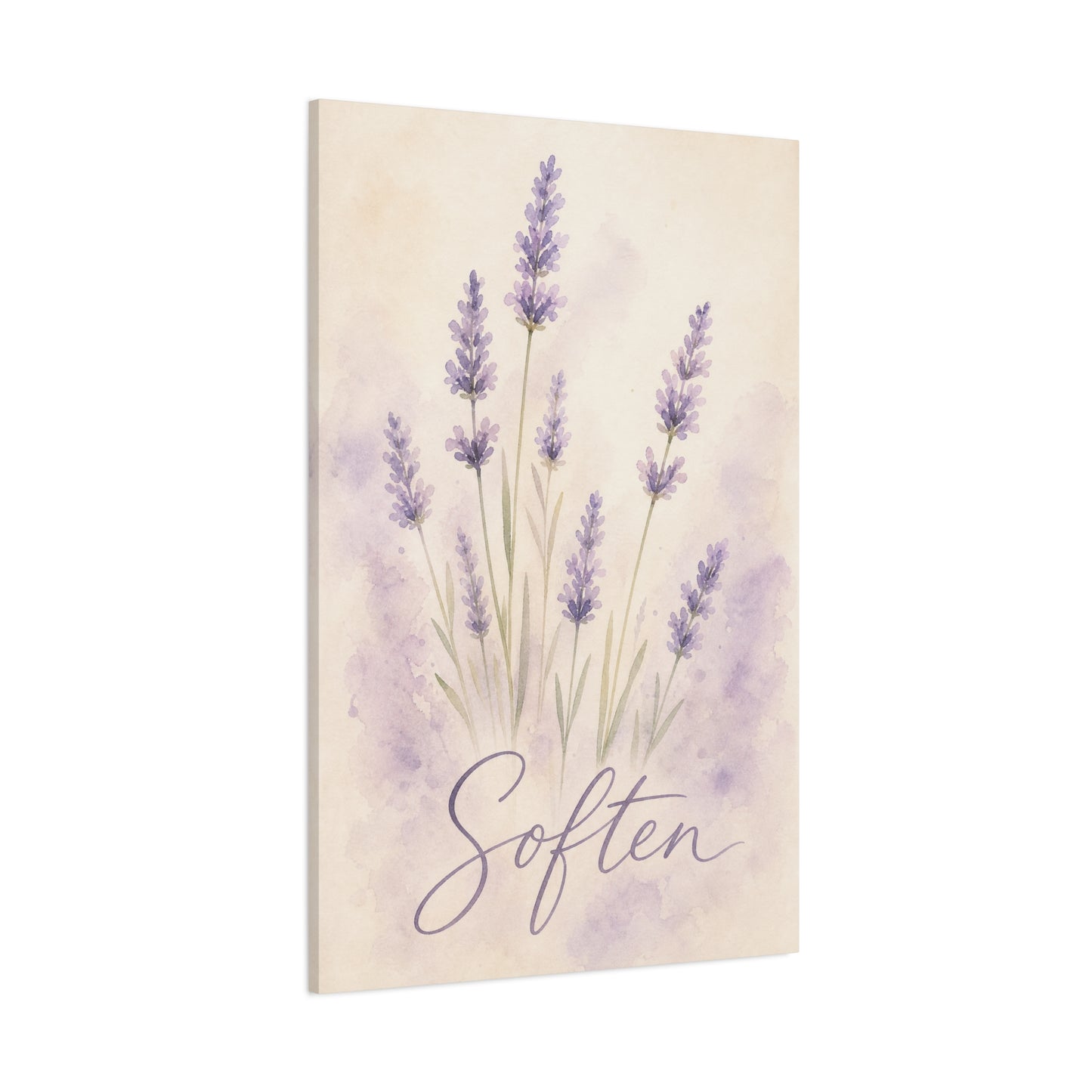 "Soften" Lavender Watercolor Canvas Wall Art - Botanical Floral Purple Wall Decor - Soft Pastel Home Decoration - Bedroom Bathroom Accent - Bedroom Home Decoration - Modern Farmhouse Style