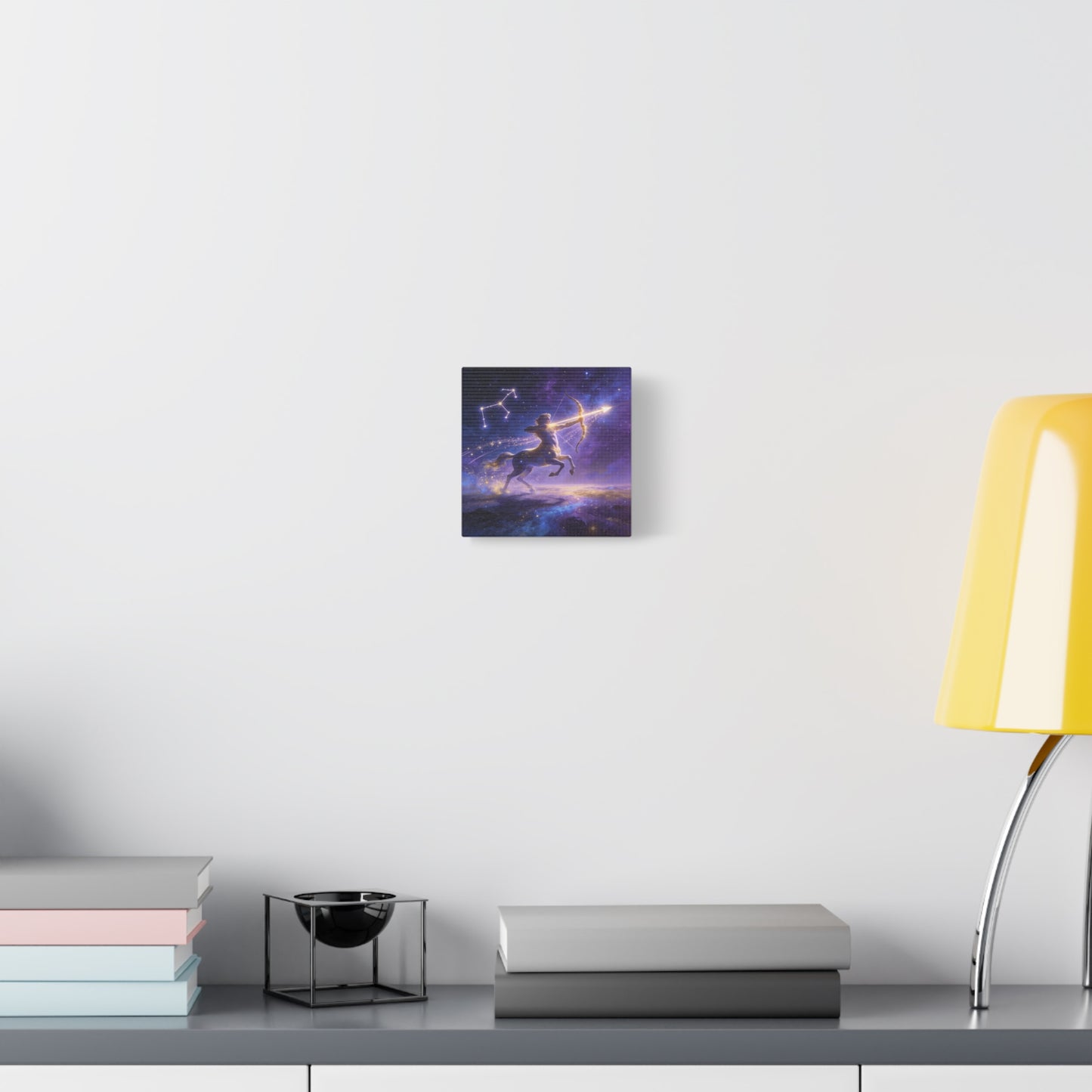 Sagittarius Zodiac Canvas Wall Art - Celestial Centaur Archer Constellation Print, Purple Galaxy Night Sky, Mythic Astrology Decor, Modern Bedroom Accent, Office Decoration - Living Room Wall Decor