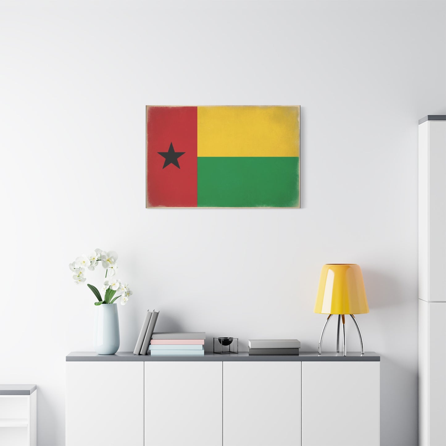 Guinea-Bissau Flag Canvas Wall Art - Vintage National Flag Print, Patriotic Heritage Decor - Matte Canvas Wall Hanging - Living Room Home Decoration - Bedroom Home Decoration - Modern Farmhouse Style