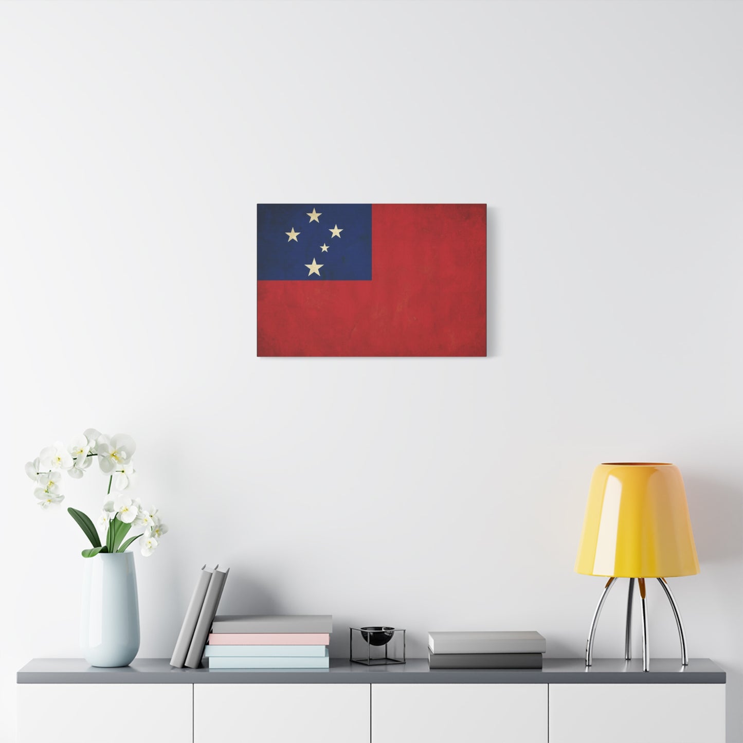 Samoa Flag Canvas Wall Art - Vintage Polynesian Nation Banner Print, Patriotic Island Decor - Matte Cotton Artwork - Living Room Home Decoration, Office Accent - Living Room Wall Decor - Ready to Hang