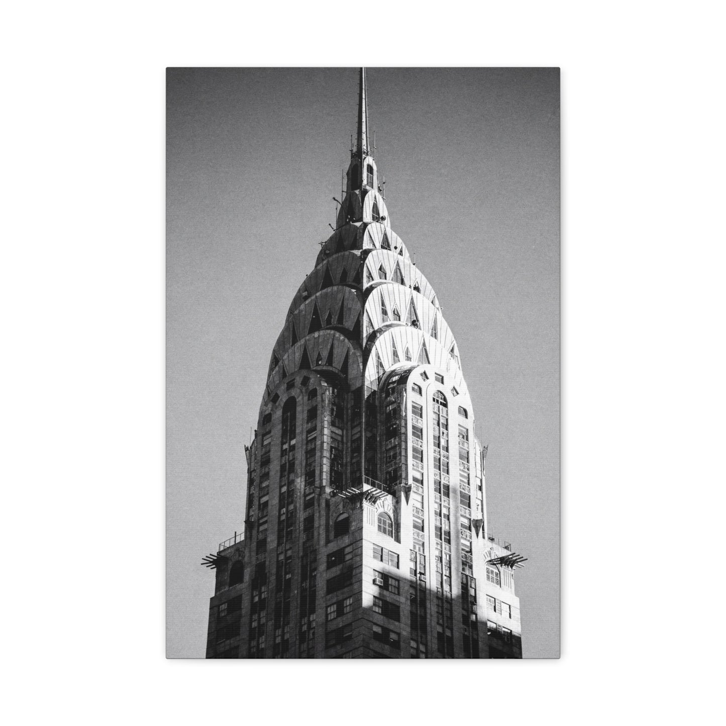 Chrysler Building Canvas Wall Art - Black And White New York City Architecture Print, Art Deco Skyscraper Art Print - Modern Monochrome Office Wall Decor, Living Room Accent - Modern Farmhouse Style