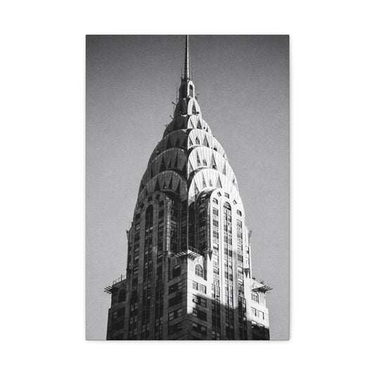 Chrysler Building Canvas Wall Art - Black And White New York City Architecture Print, Art Deco Skyscraper Art Print - Modern Monochrome Office Wall Decor, Living Room Accent - Modern Farmhouse Style