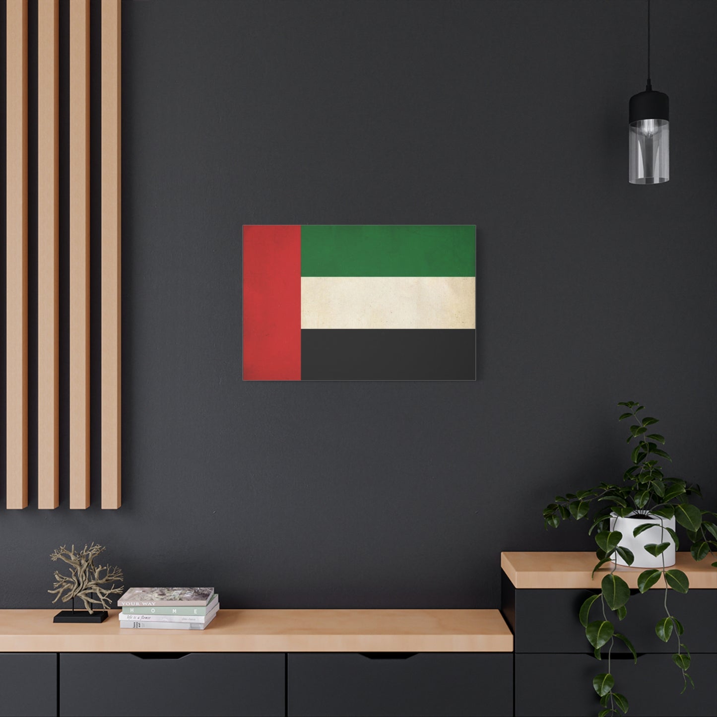 United Arab Emirates Flag Canvas Wall Art - Vintage National Pride Decor, Distressed UAE Banner Print - Patriotic Minimalist Style - Living Room Wall Decor, Office Accent - Bedroom Home Decoration