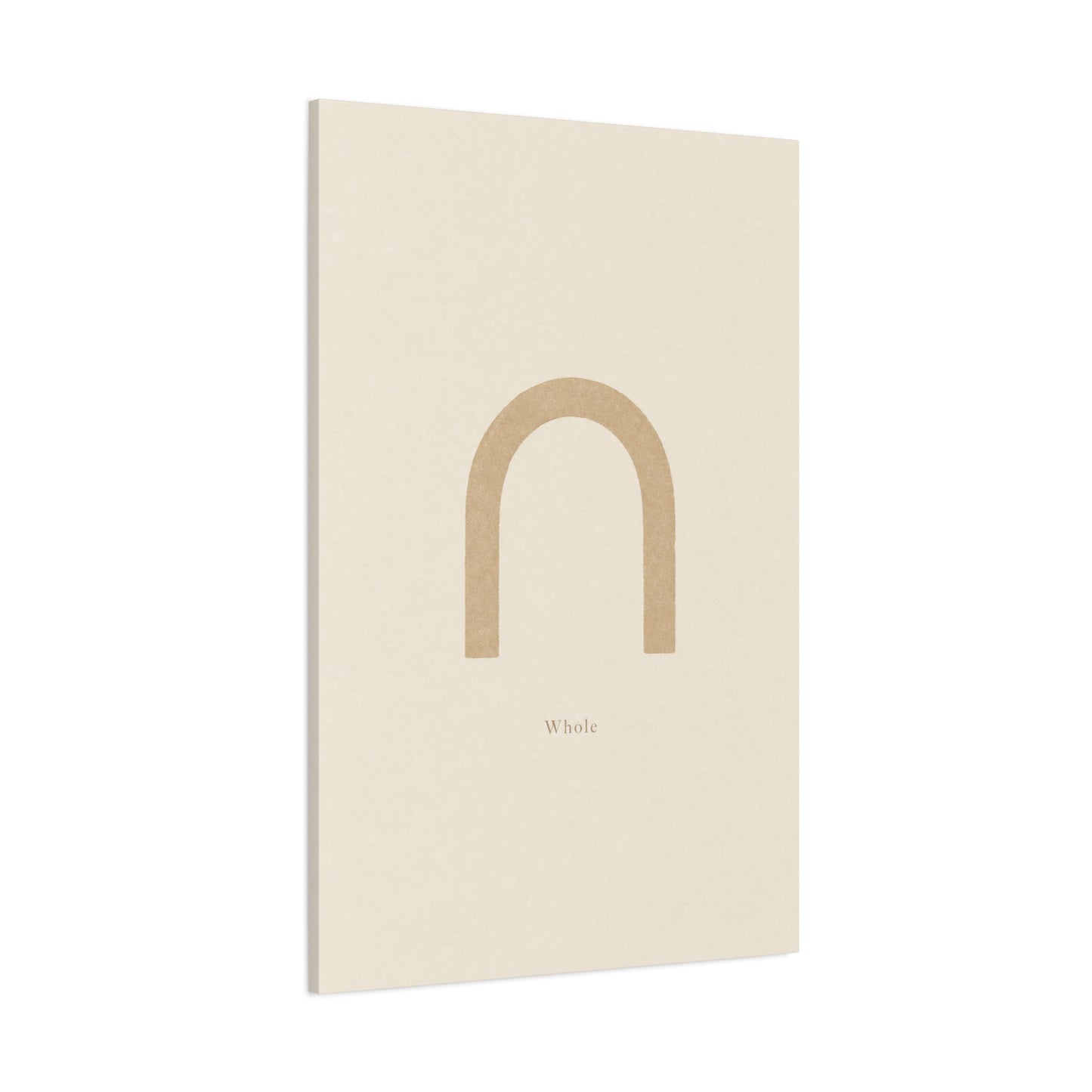 "Whole" Minimalist Arch Canvas Wall Art - Neutral Typography Print, Beige Abstract Line Design - Contemporary Calm Decor - Bedroom Living Room Home Decoration, Meditation Space Accent - Ready to Hang