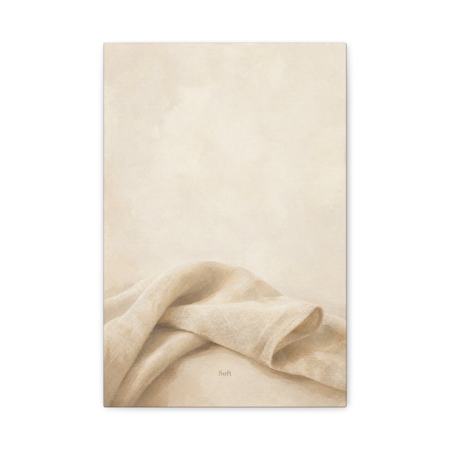 "Soft" Neutral Fabric Canvas Wall Art - Beige Linen Drapery Print, Minimalist Contemporary Decor - Cotton Art Print For Bedroom Living Room, Japandi Wall Decor Home Decoration - Modern Farmhouse Style