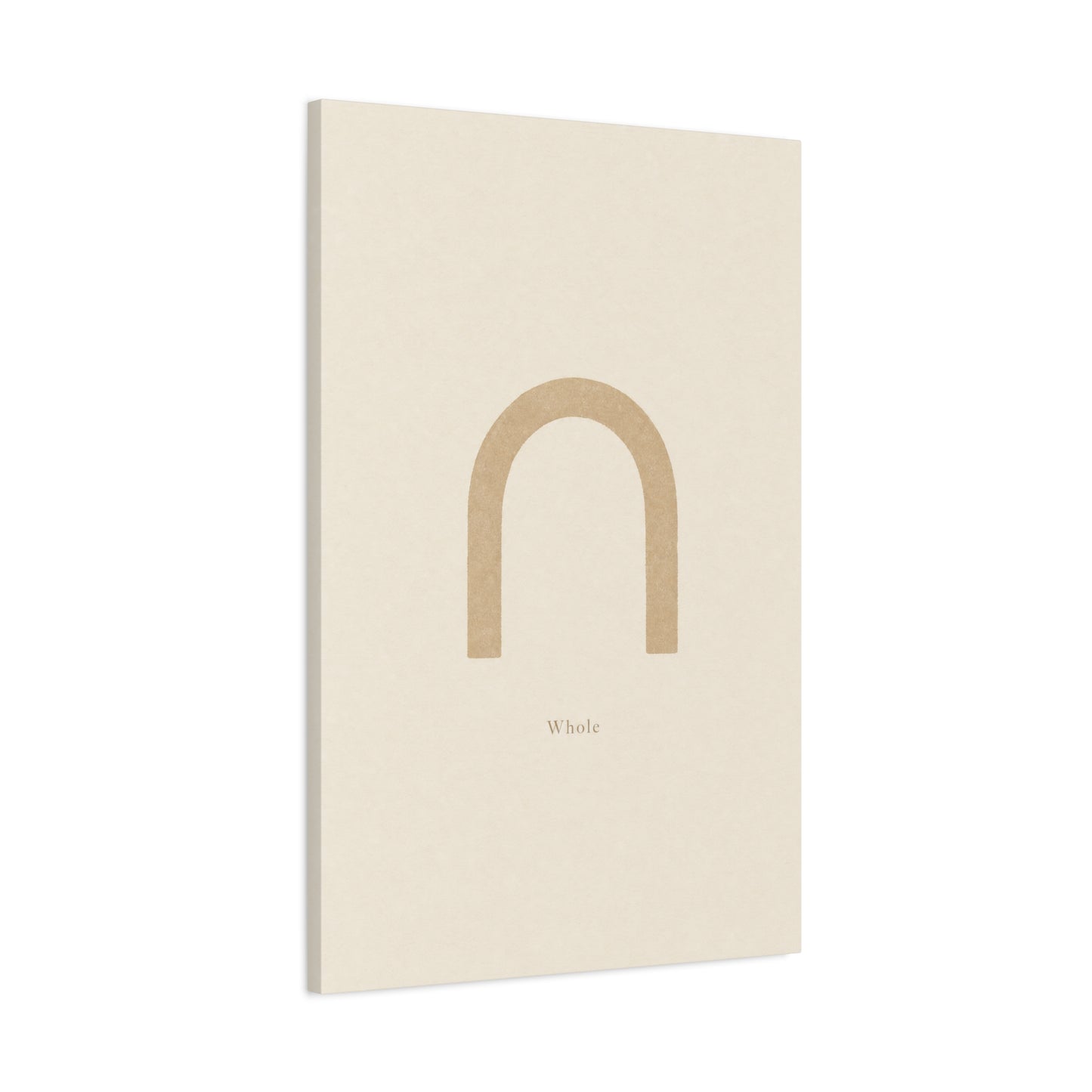 "Whole" Minimalist Arch Canvas Wall Art - Neutral Typography Print, Beige Abstract Line Design - Contemporary Calm Decor - Bedroom Living Room Home Decoration, Meditation Space Accent - Ready to Hang