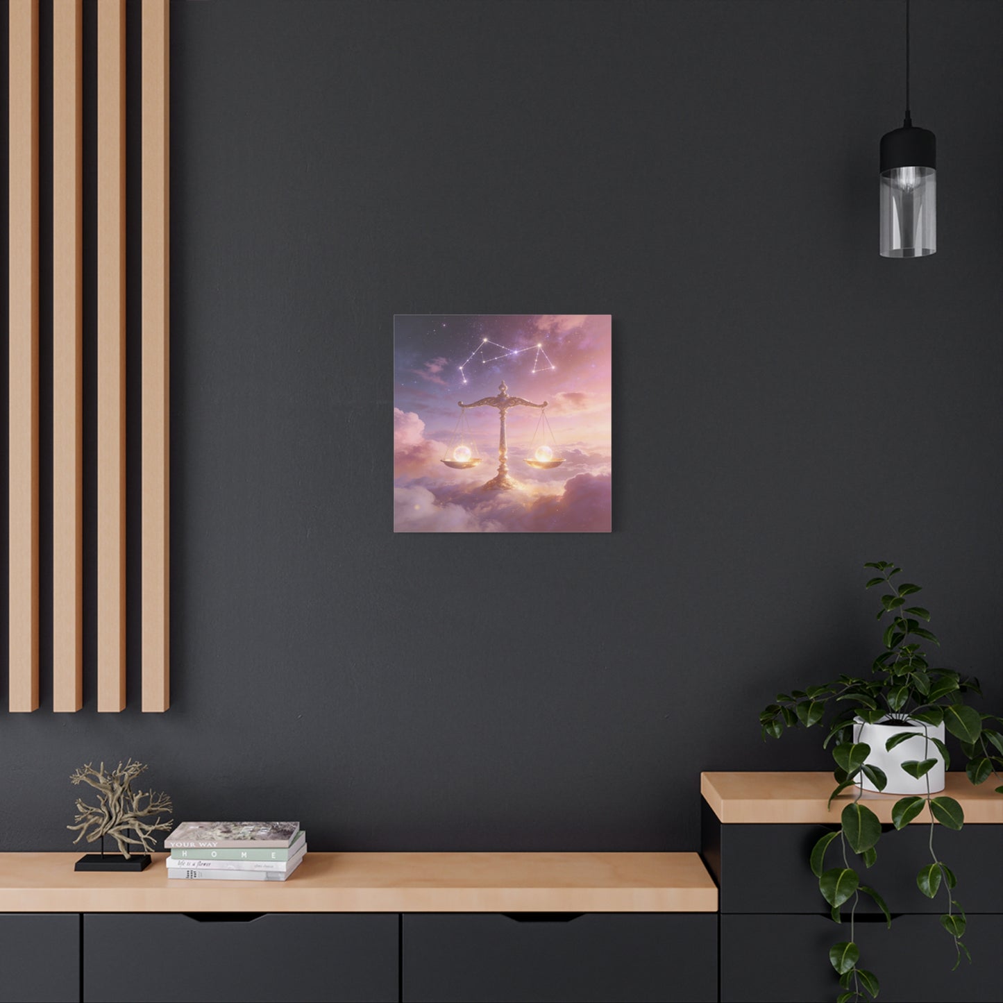 Libra Zodiac Canvas Wall Art - Celestial Scales, Pink Purple Sky, Astrology Decor - Dreamy Matte Canvas Print - Bedroom Wall Decor, Meditation Space Accent, Office Art - Bedroom Home Decoration