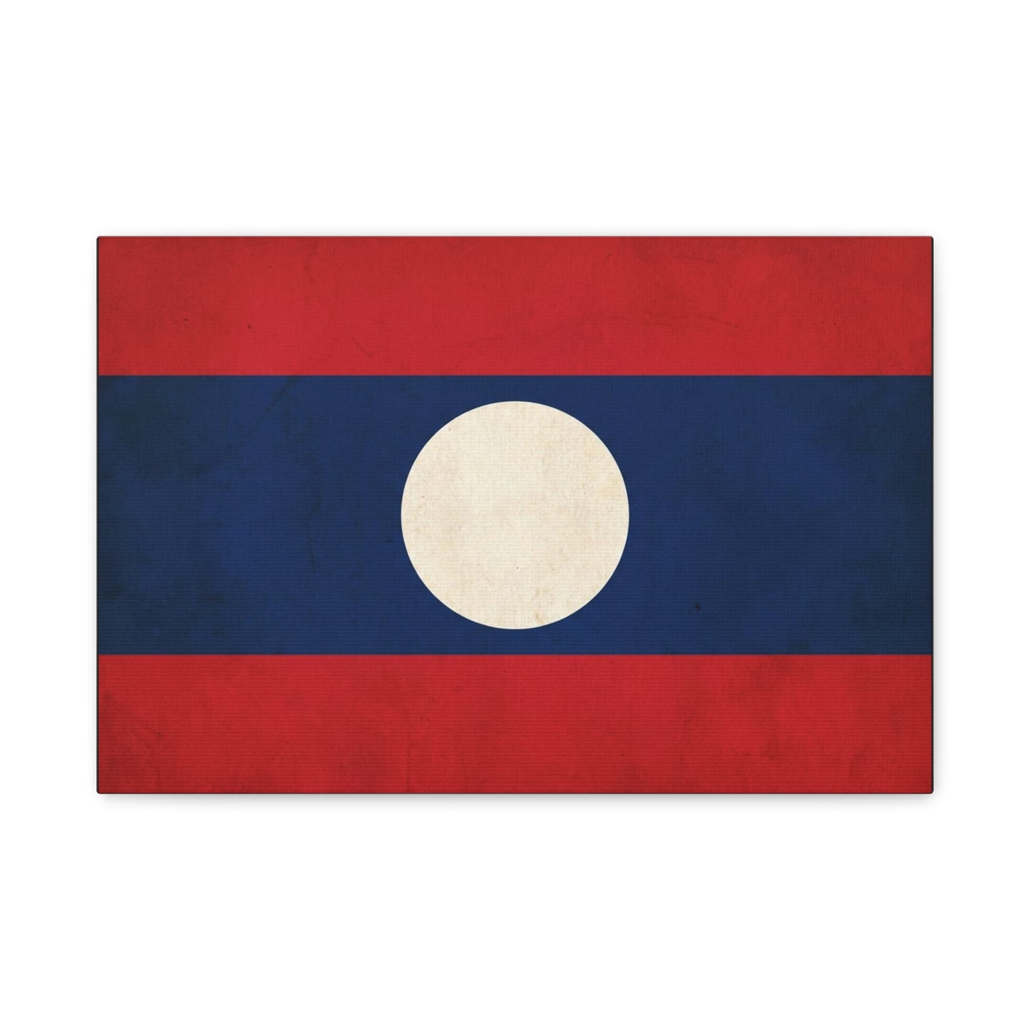 Laos Flag Canvas Wall Art - Vintage Lao National Flag Print, Red Blue White Circle - Minimalist Patriotic Decor - Living Room Home Decoration - Bedroom Home Decoration - Living Room Wall Decor