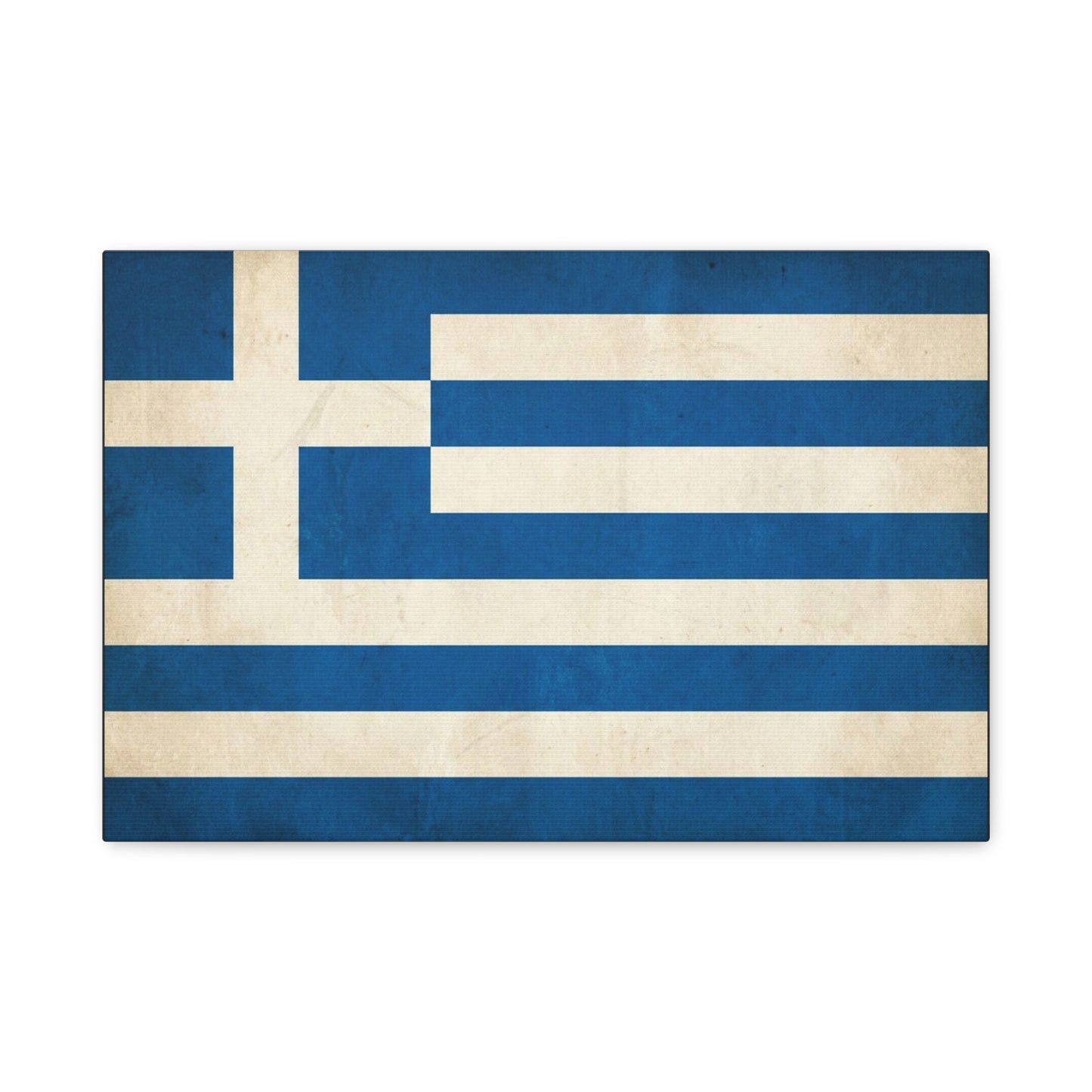 Greek Flag Canvas Wall Art - Vintage Greece National Banner Print, Blue And White Hellenic Stripe Design - Rustic Patriotic Decor - Living Room Wall Decor - Bedroom Home Decoration - Ready to Hang