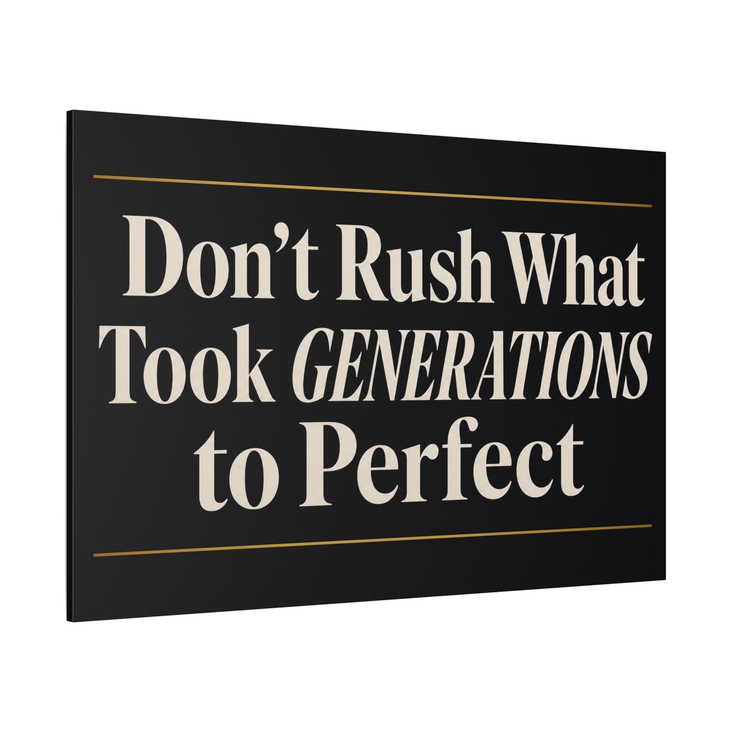 "Don't Rush What Took Generations To ideal" Typography Canvas Wall Art - Black And Gold Inspirational Quote Print - Modern Minimalist Wall Decor - Living Room Office Home Decoration - Ready to Hang