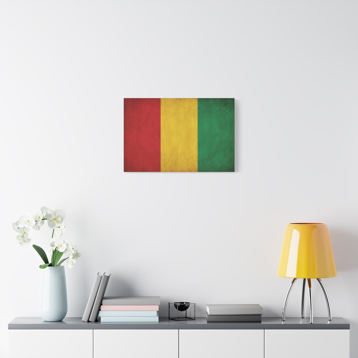 Guinea Flag Canvas Wall Art - Red Yellow Green Tricolor National Print - Vintage Textured Cotton Look - Pan African Style - Living Room Wall Decor - Bedroom Home Decoration - Bedroom Home Decoration
