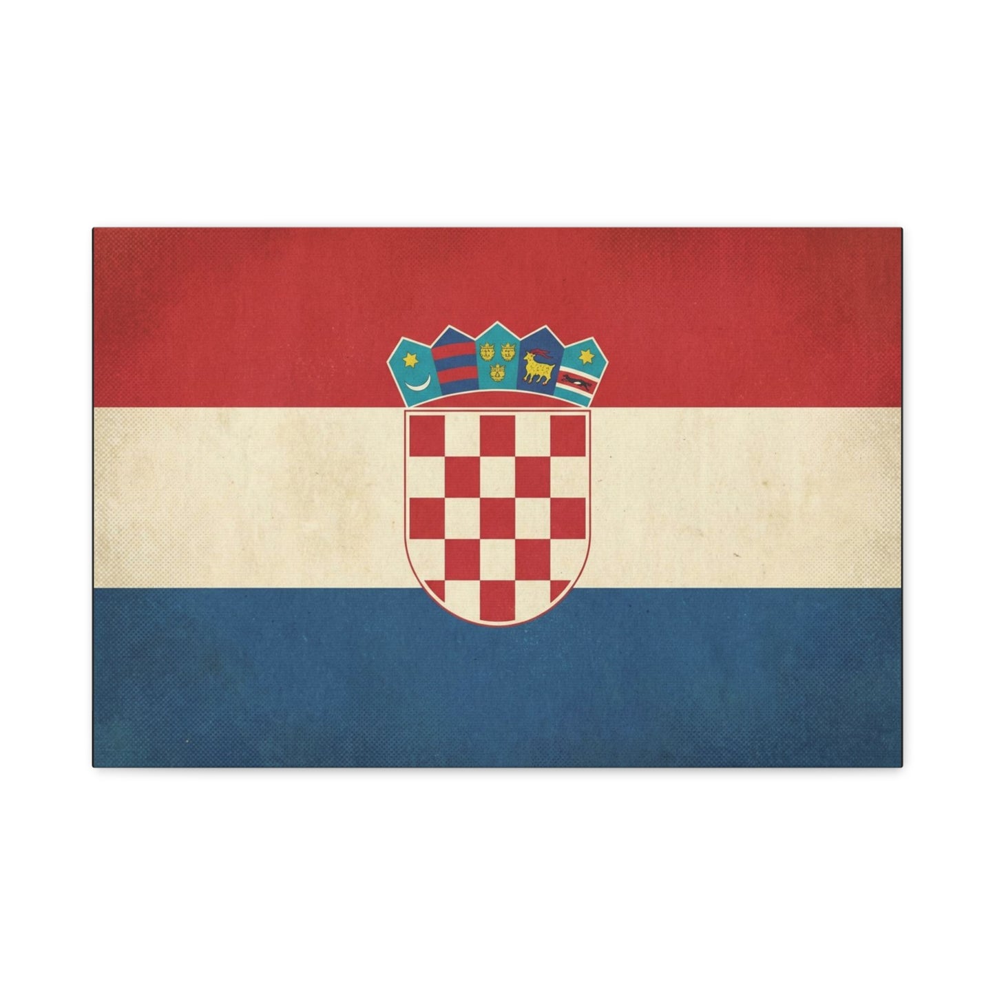 Croatian Flag Canvas Wall Art - Vintage Croatia Coat Of Arms Print, Patriotic Red White Blue Decor - Traditional Style - Living Room Decoration - Living Room Wall Decor - Bedroom Home Decoration