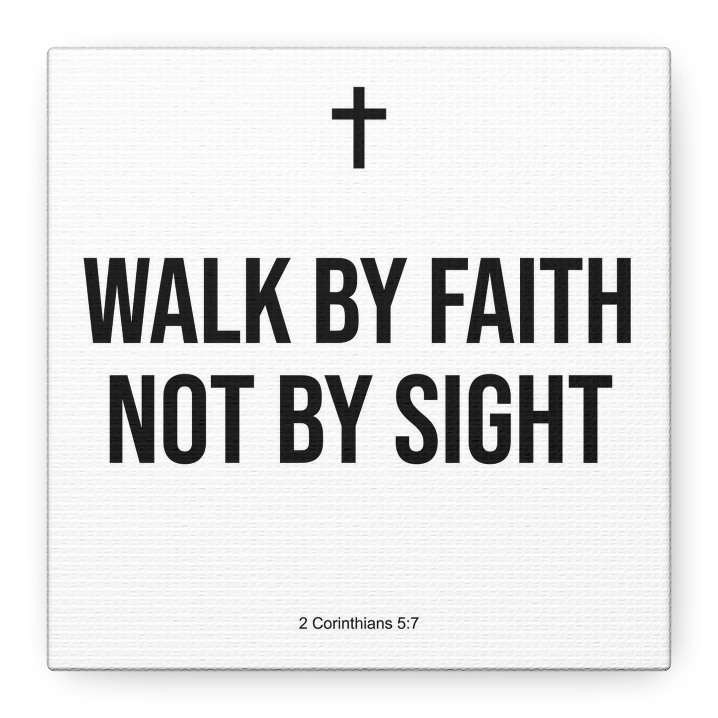 "Walk By Faith Not By Sight" Christian Canvas Wall Art - 2 Corinthians 5:7 Cross Scripture Print - Black And White Minimalist Typography Decor - Living Room Bedroom Office Home Decoration