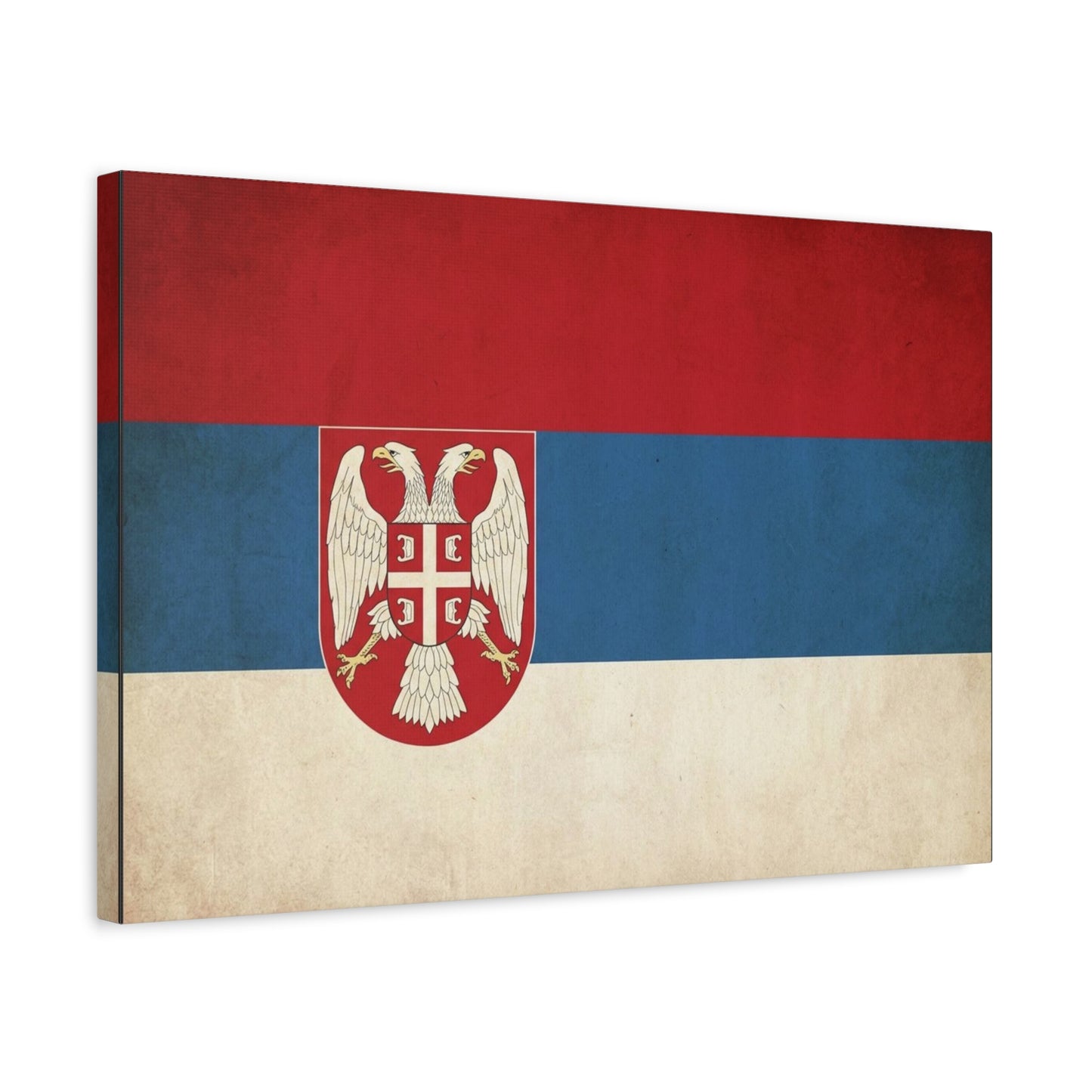 Serbian Flag Canvas Wall Art - Vintage Serbia Coat Of Arms Print, Patriotic Tricolor Decor - Rustic National Heritage Style - Living Room Wall Decor - Bedroom Home Decoration - Bedroom Home Decoration