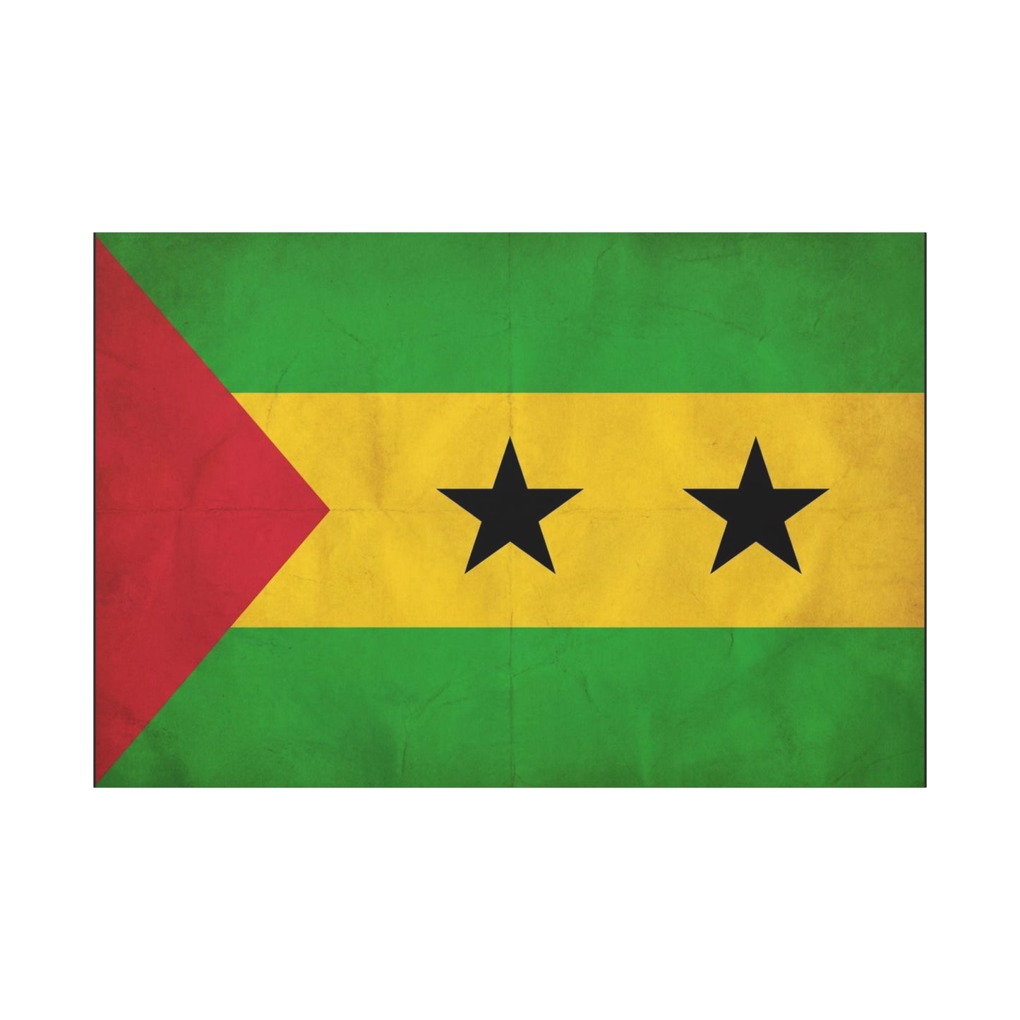 Sao Tome And Principe Flag Canvas Wall Art - National Pride Decor, Vintage Country Banner Print - Green Yellow Red Two Star Design - Living Room Wall Decor - Bedroom Home Decoration - Ready to Hang