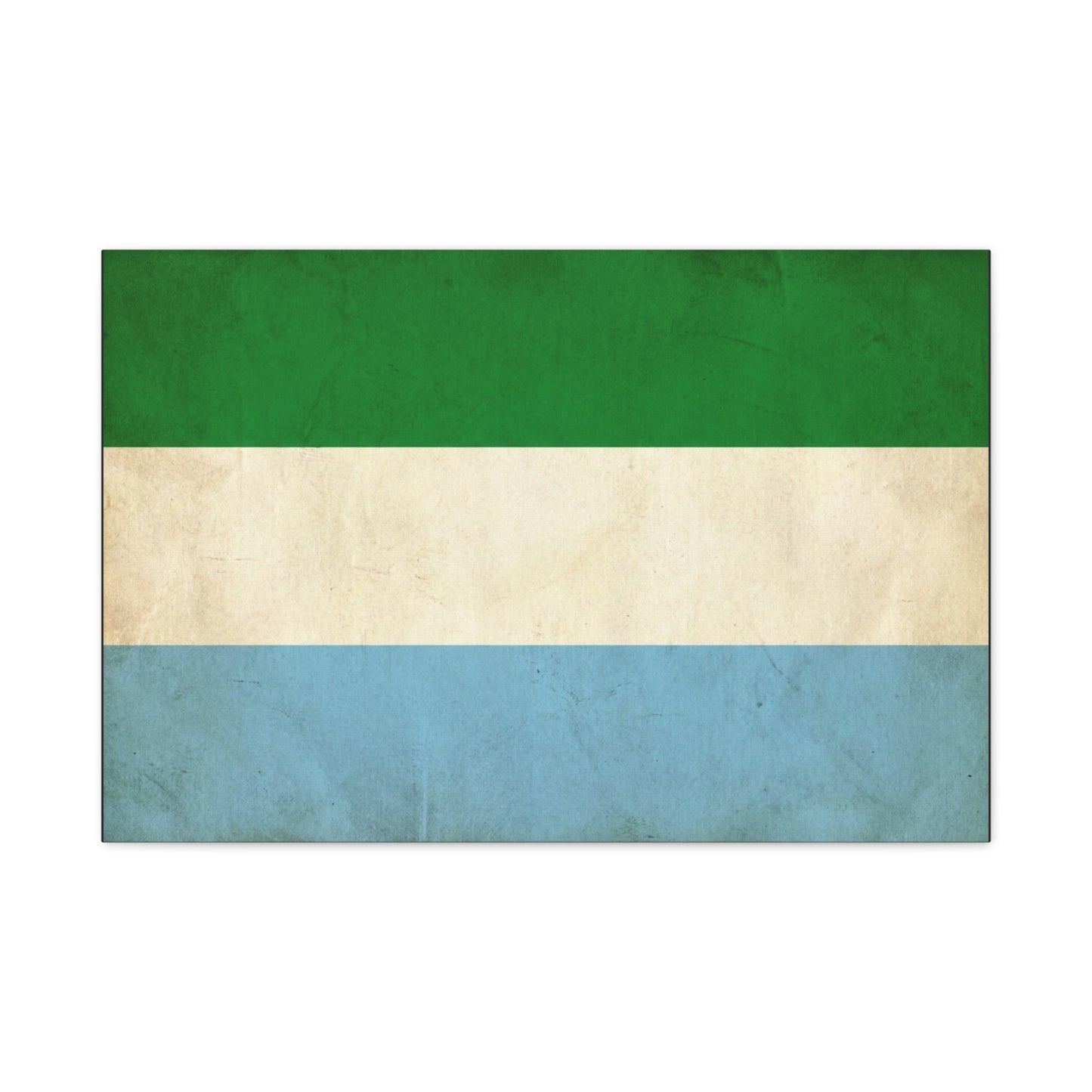 Sierra Leone Flag Canvas Wall Art - Vintage Tricolor National Print, Distressed Blue Green White Design - Minimalist Patriotic Decor - Living Room Wall Decor - Bedroom Home Decoration - Ready to Hang