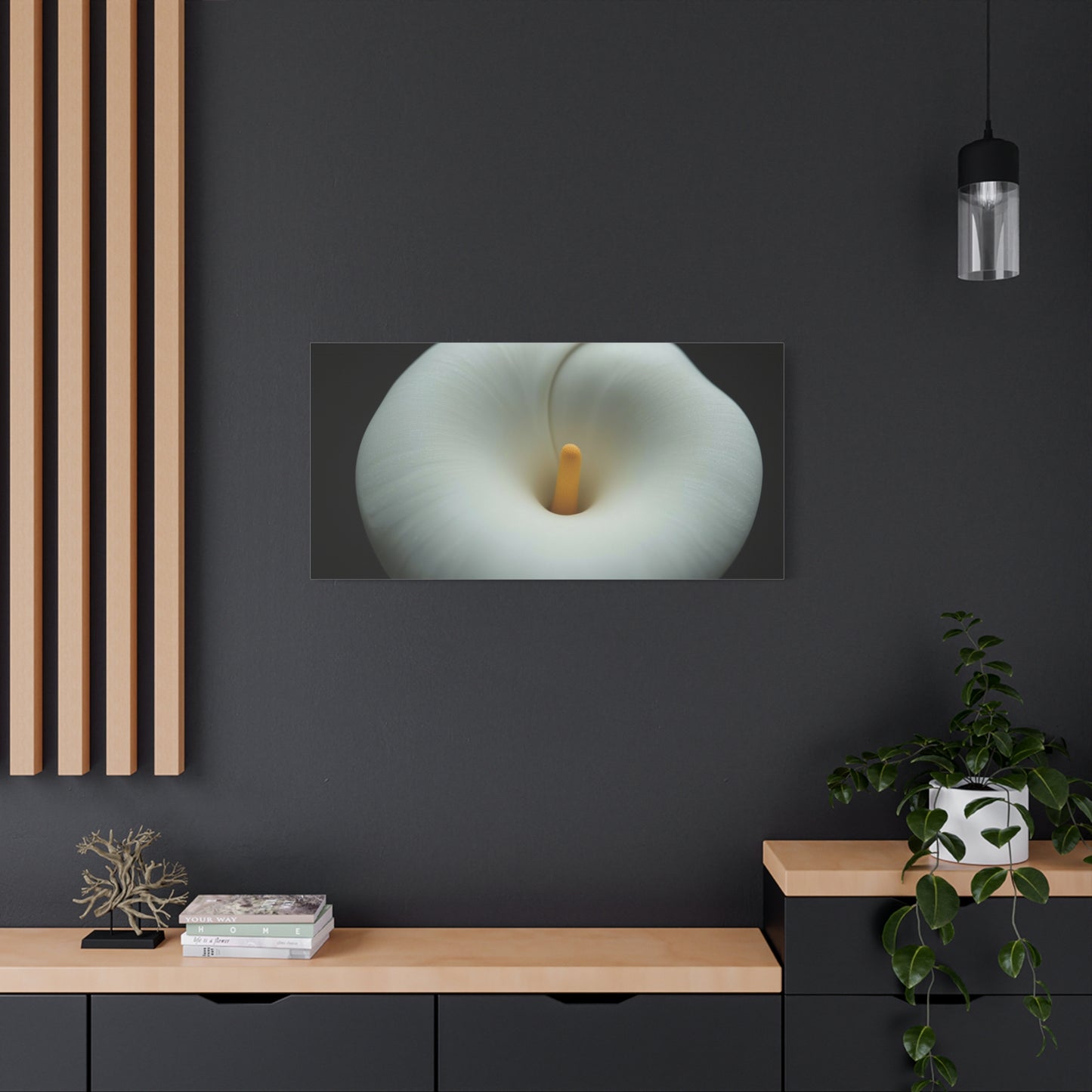 White Calla Lily Canvas Wall Art - Floral Macro Bloom, Minimalist Botanical Canvas Print - Soft Matte Cotton Decor, Contemporary Style - Bedroom Wall Decor, Spa Accent - Bedroom Home Decoration
