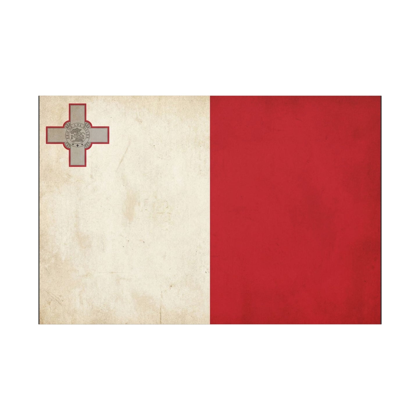 Malta Flag Canvas Wall Art - Vintage Maltese Cross National Banner Print - Red And White Patriotic Decor, Matte Finish Canvas, Living Room Wall Decor, Office Art Accent - Bedroom Home Decoration