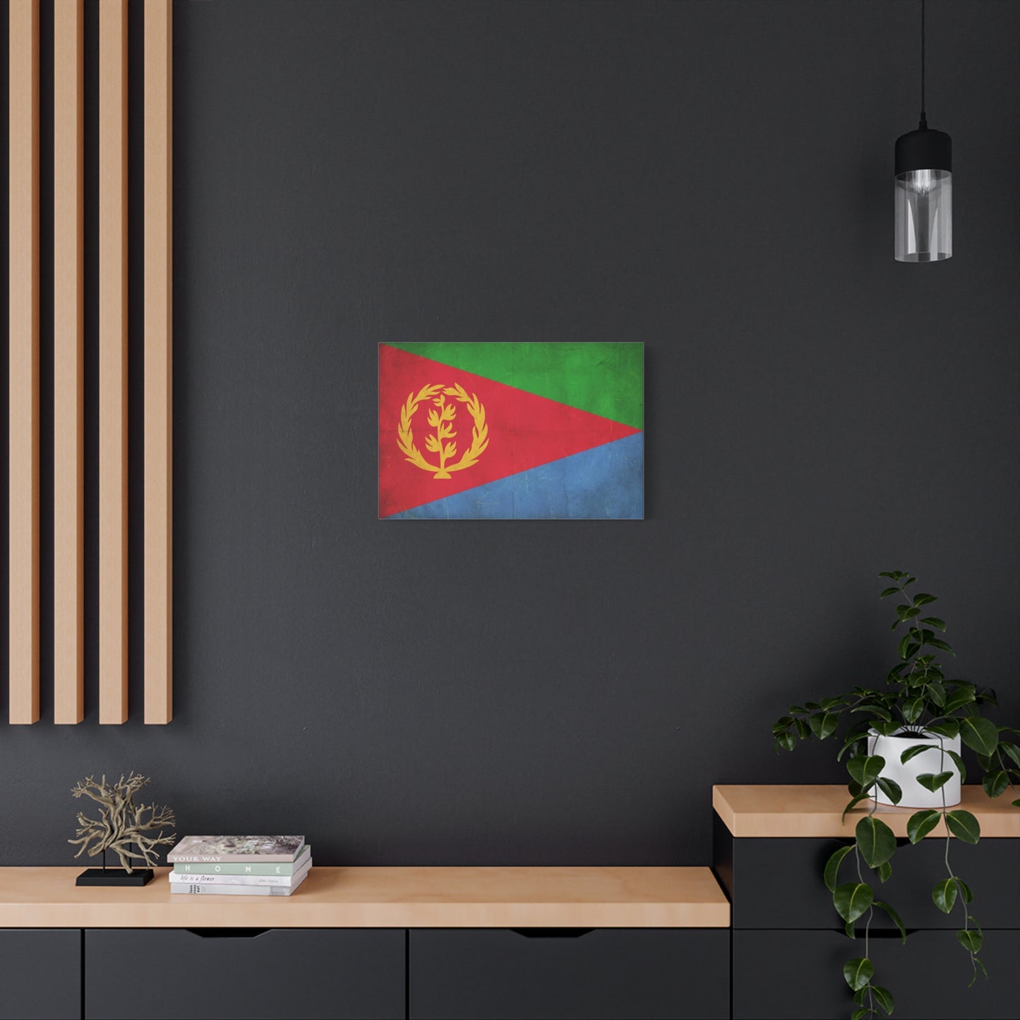 Eritrea Flag Canvas Wall Art - Vintage Eritrean National Flag Print, Distressed Patriotic Country Decor - Colorful Typography Style - Living Room Wall Decor - Ready to Hang - Bedroom Home Decoration