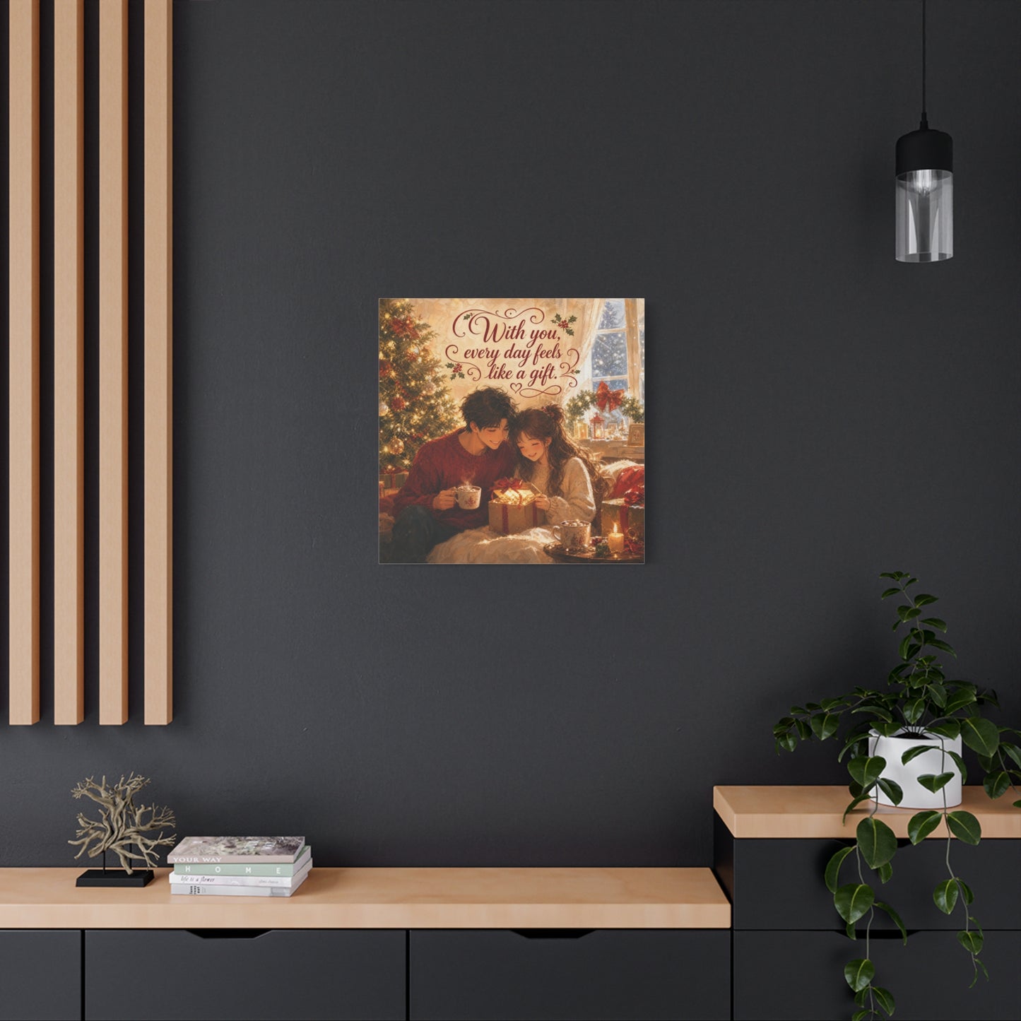 "With You" - Warm Golden Winter Decor - Traditional Quote Print For Bedroom, Living Room - Office Wall Art