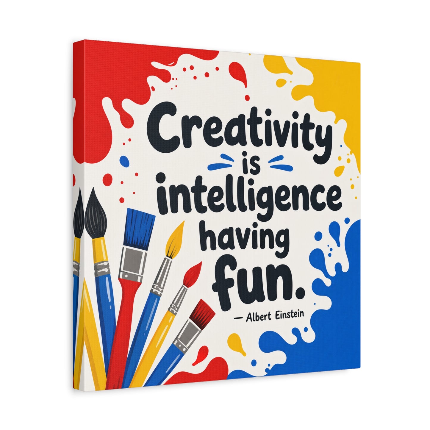 "Creativity Is Intelligence Having Fun." Albert Einstein Canvas Wall Art - Colorful Quote Print, Classroom Decor, Teacher Office Wall Hanging, Kids Playroom Home Decoration - Bedroom Home Decoration
