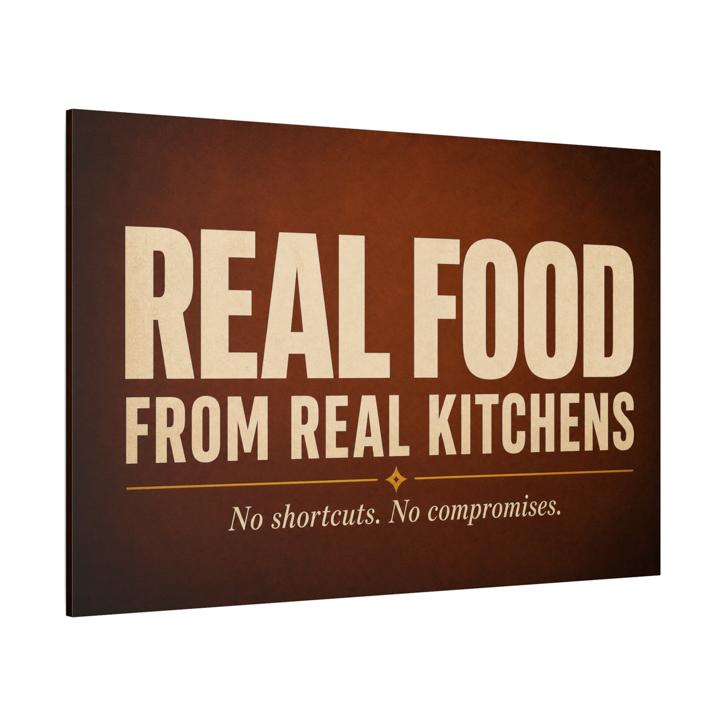 "Real Food From Real Kitchens" Typography Canvas Wall Art - Rustic Kitchen Quote Decor, Vintage Brown Minimalist Sign - Farmhouse Dining Room Decoration - Living Room Wall Decor - Ready to Hang