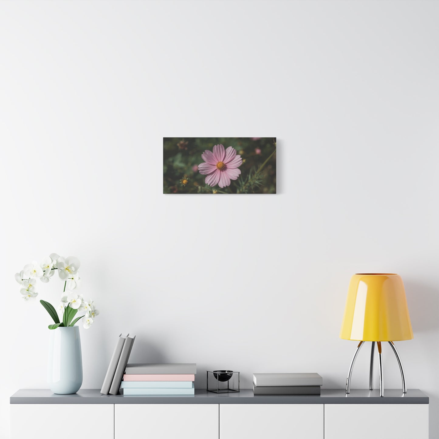 Pink Cosmos Flower Canvas Wall Art - Botanical Floral Art Print, Soft Blush Petals, Matte Stretched Cotton Canvas - Vintage Style - Bedroom Wall Decor, Bathroom Accent - Modern Farmhouse Style