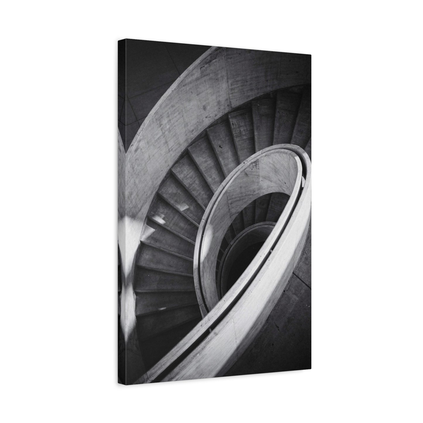 Black And White Spiral Staircase Canvas Wall Art - Architectural Art Print, Minimalist Modern Decor - Matte Cotton Canvas - Living Room Wall Decor, Home Office Accent - Bedroom Home Decoration