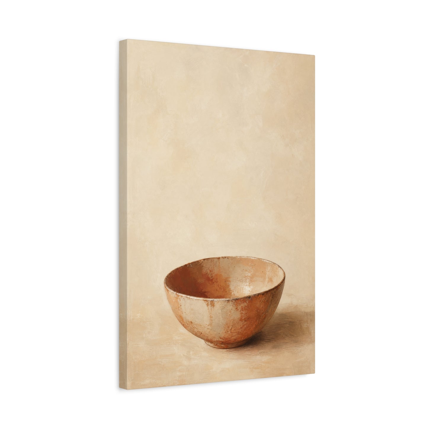 Rustic Ceramic Bowl Canvas Wall Art - Minimalist Still Life Neutral Beige Cotton Print - Contemporary Kitchen Wall Decor, Dining Room Accent, Modern Farmhouse Home Decoration - Bedroom Home Decoration