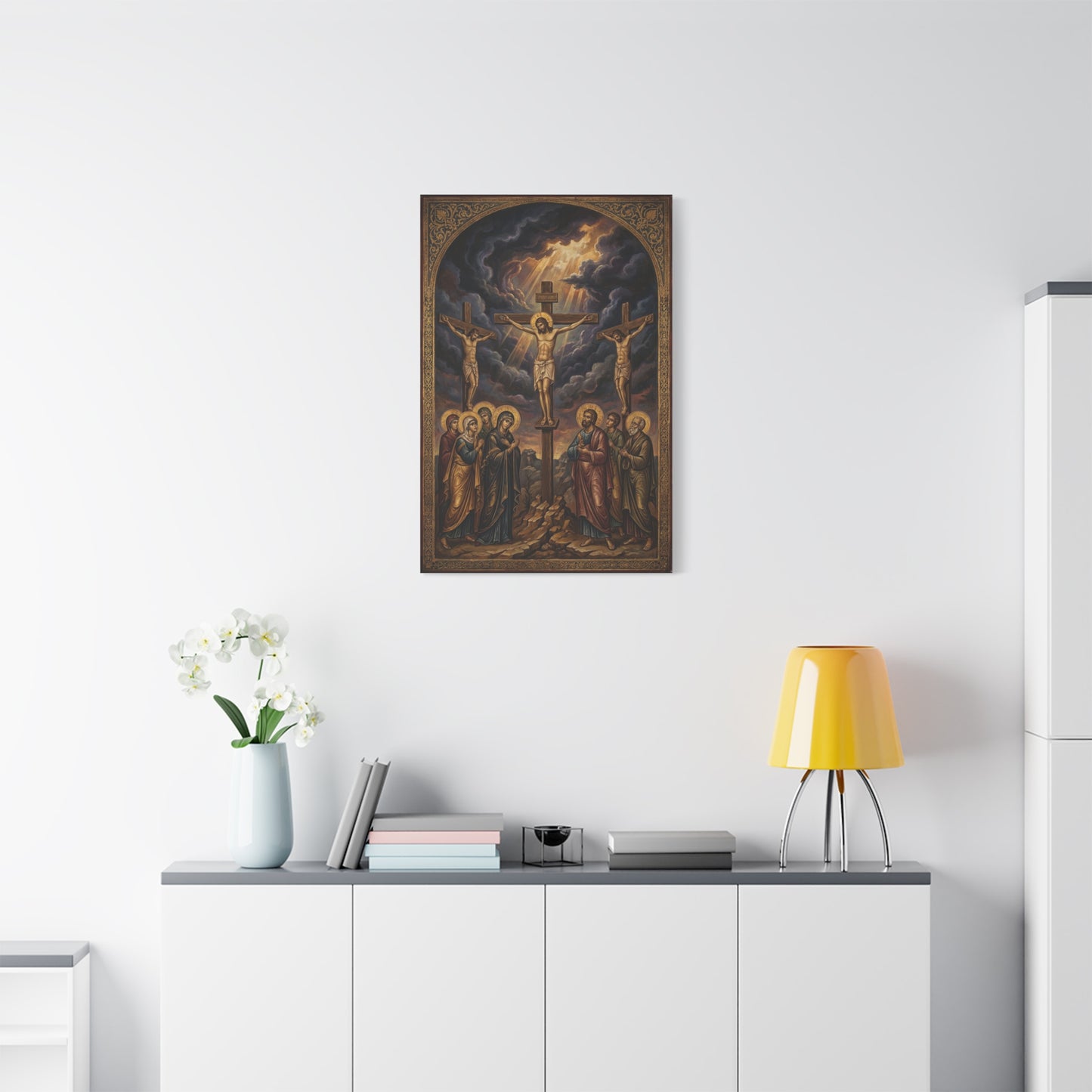 Jesus Christ Crucifixion Canvas Wall Art - Golgotha Religious Icon Painting, Sacred Cross Scene, Traditional Christian Decor - Living Room Wall Decor, Bedroom Home Decoration - Bedroom Home Decoration