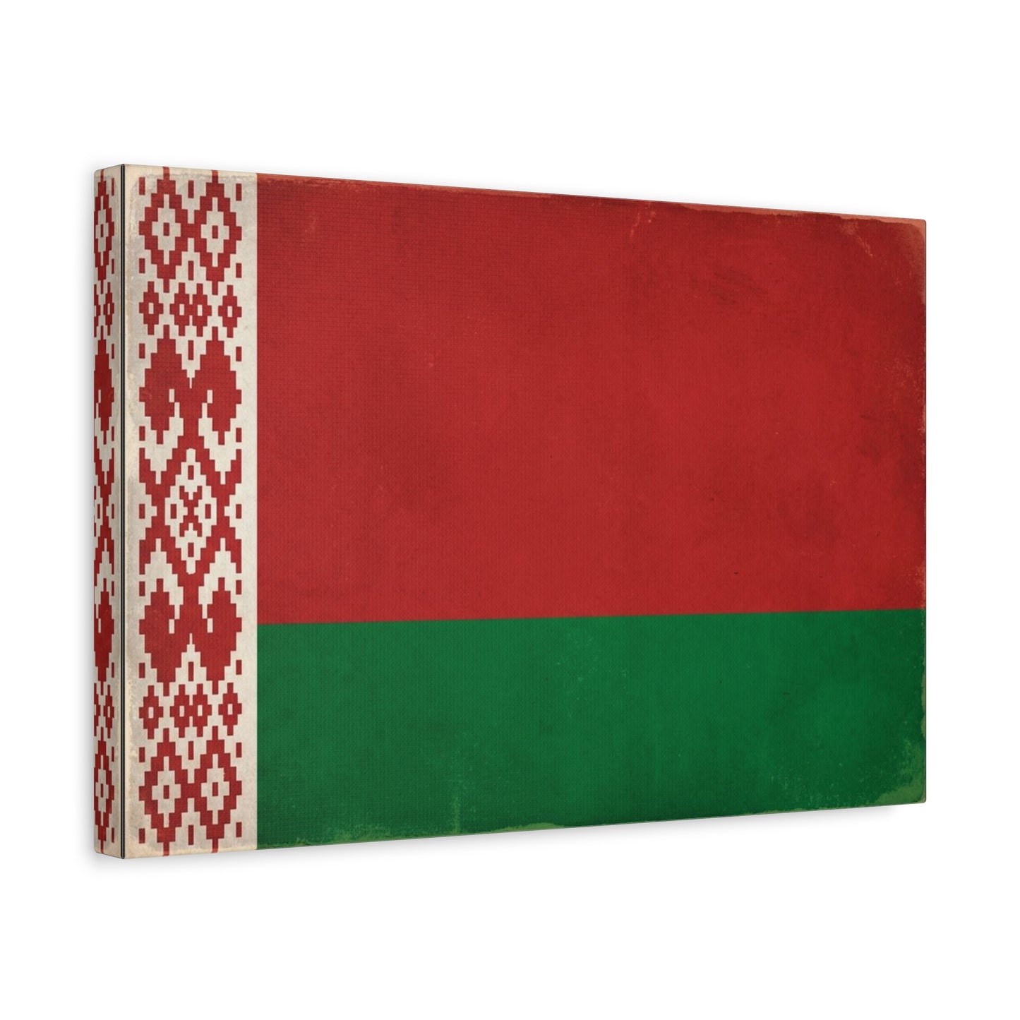 Belarus Flag Canvas Wall Art - Vintage Red Green National Banner Print, Patriotic Eastern Europe Decor - Textured Minimalist Style - Living Room Wall Decor - Modern Farmhouse Style - Ready to Hang