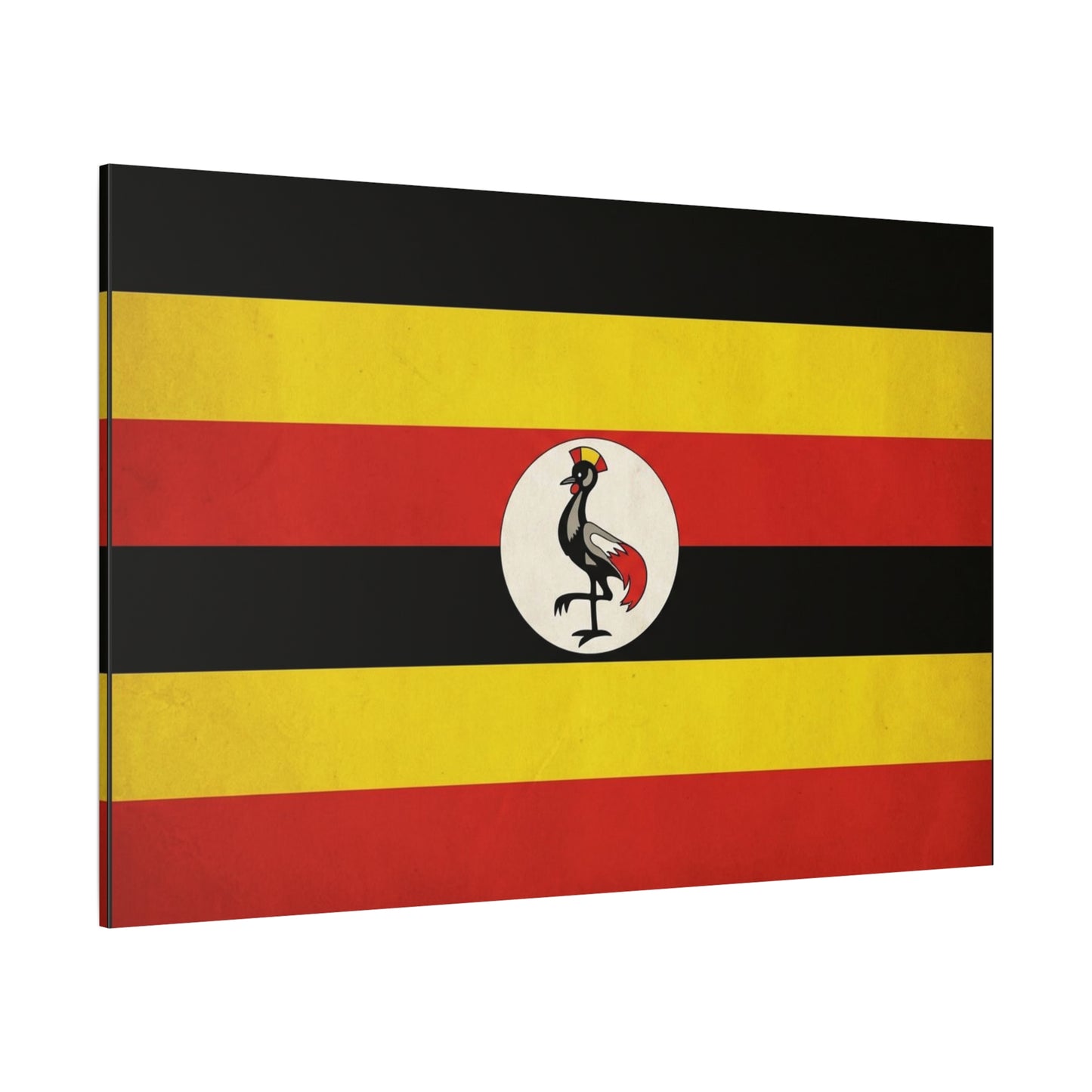 Uganda Flag Canvas Wall Art - Crested Crane National Flag Print, Patriotic Heritage Decor - Bold Tricolor Cotton Canvas - Modern Living Room Decoration - Living Room Wall Decor - Cozy Reading Nook Art