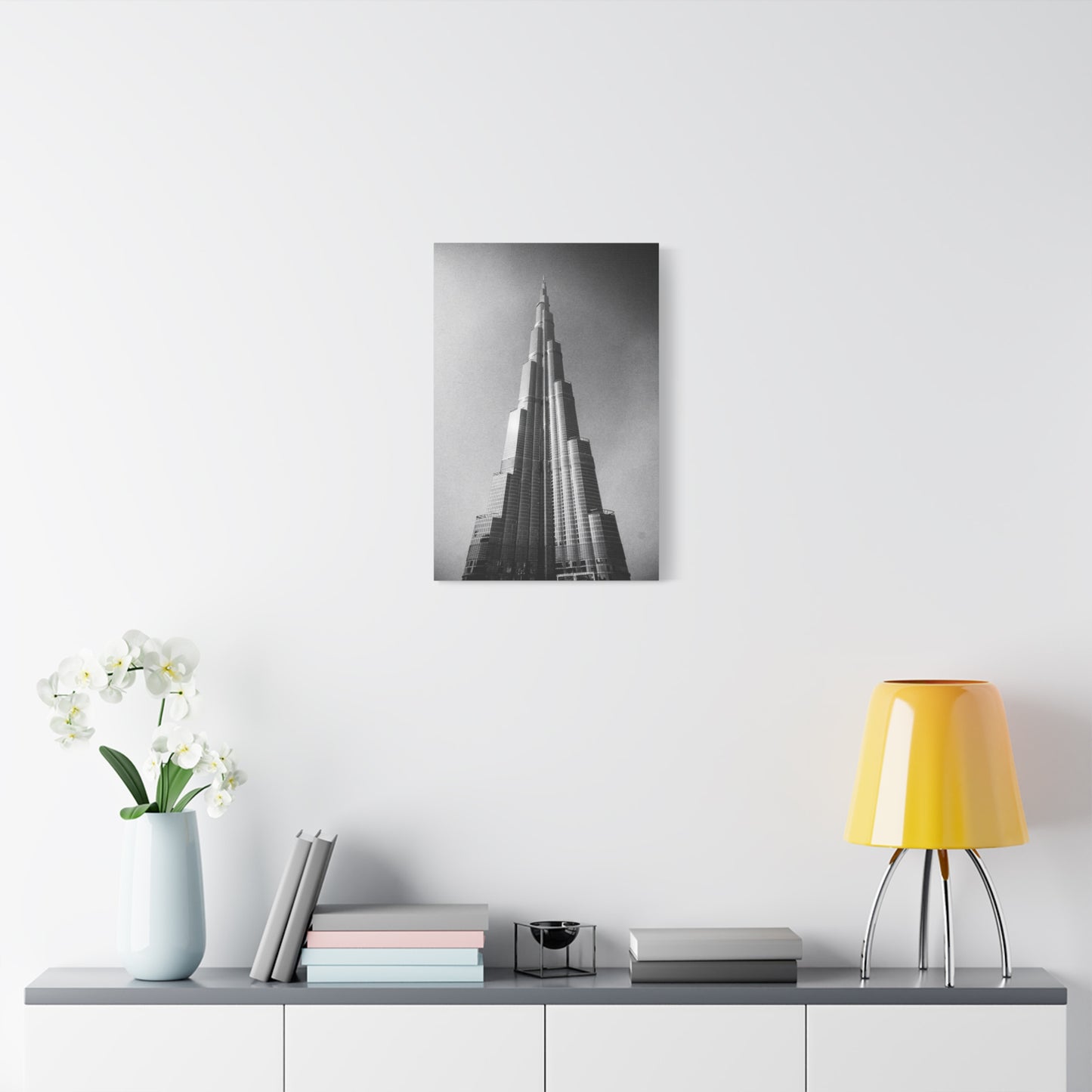 Burj Khalifa Canvas Wall Art - Black And White Dubai Skyscraper Art Print - Modern Cityscape Decor, Contemporary Office Wall Art, Living Room Home Decoration Accent - Bedroom Home Decoration