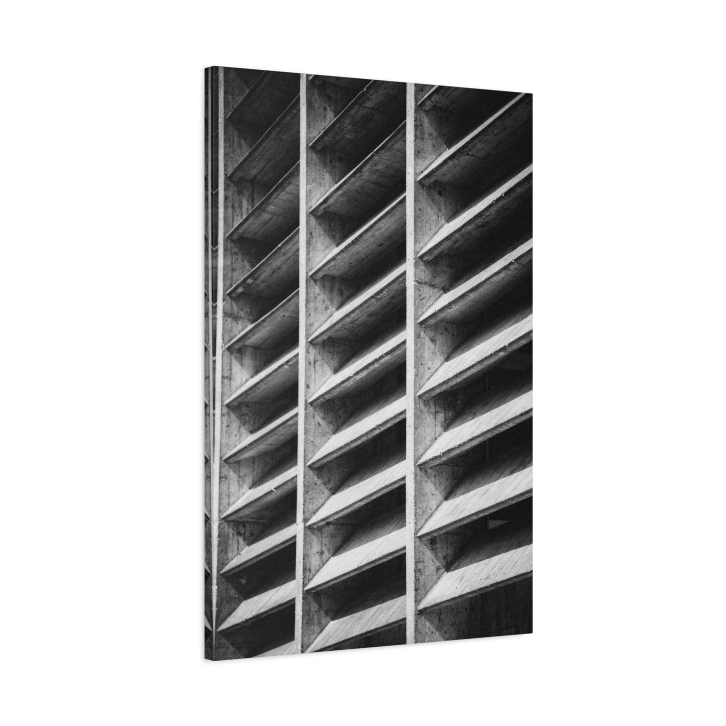 Black And White Brutalist Architecture Canvas Wall Art - Concrete Facade Art Print, Minimalist Contemporary Style - Modern Office Wall Decor, Living Room Home Decoration - Bedroom Home Decoration