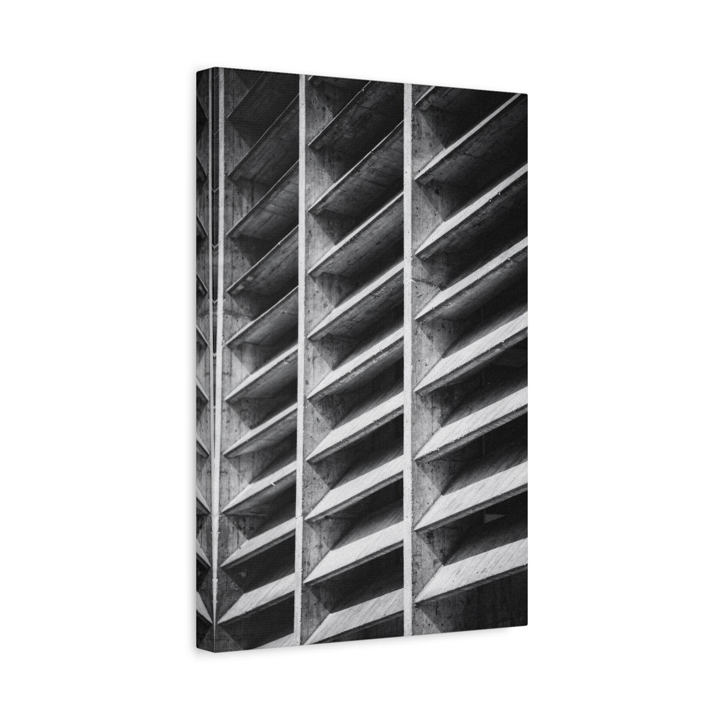 Black And White Brutalist Architecture Canvas Wall Art - Concrete Facade Art Print, Minimalist Contemporary Style - Modern Office Wall Decor, Living Room Home Decoration - Bedroom Home Decoration