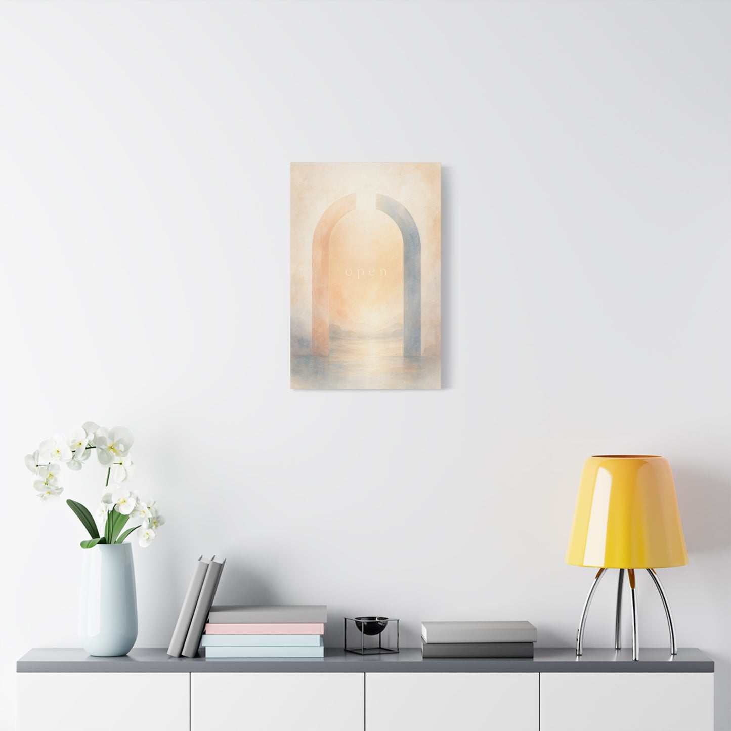 "Open" Abstract Arch Canvas Wall Art - Minimalist Watercolor Neutral Wall Decor - Contemporary Pastel Home Decoration - Bedroom Living Room Accent, Meditation Space Office Art - Modern Farmhouse Style