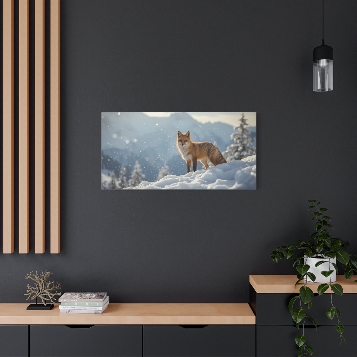 Red Fox Canvas Wall Art - Winter Wildlife Snow Landscape Print, Nature Home Decor, Matte Cotton Artwork, Rustic Contemporary Style For Living Room Bedroom Office - Living Room Wall Decor