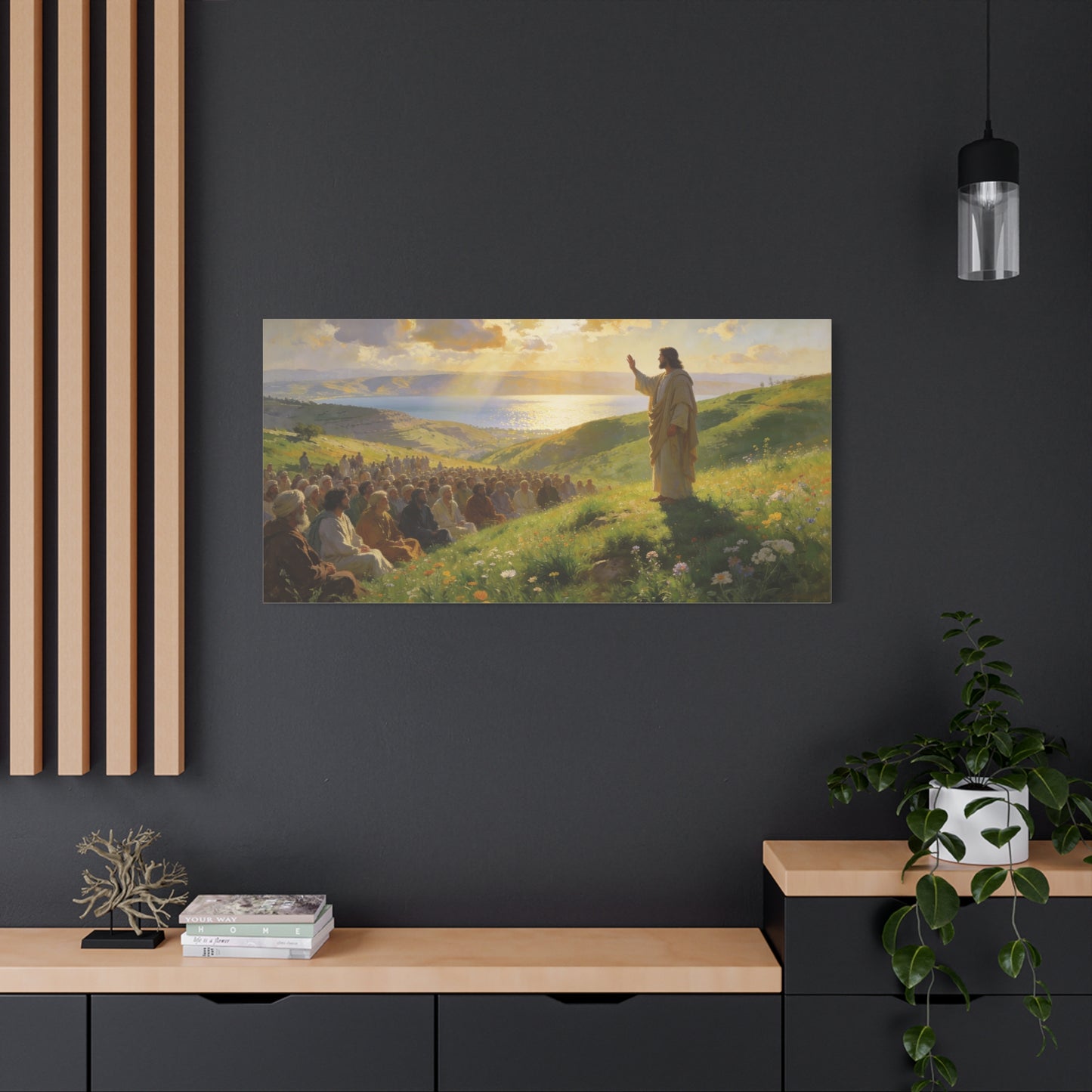 Jesus Christ Sermon On The Mount Canvas Wall Art - Religious Landscape Painting, Christian Home Decor, Matte Finish Canvas Print, Living Room Wall Decor, Bedroom Decoration - Bedroom Home Decoration