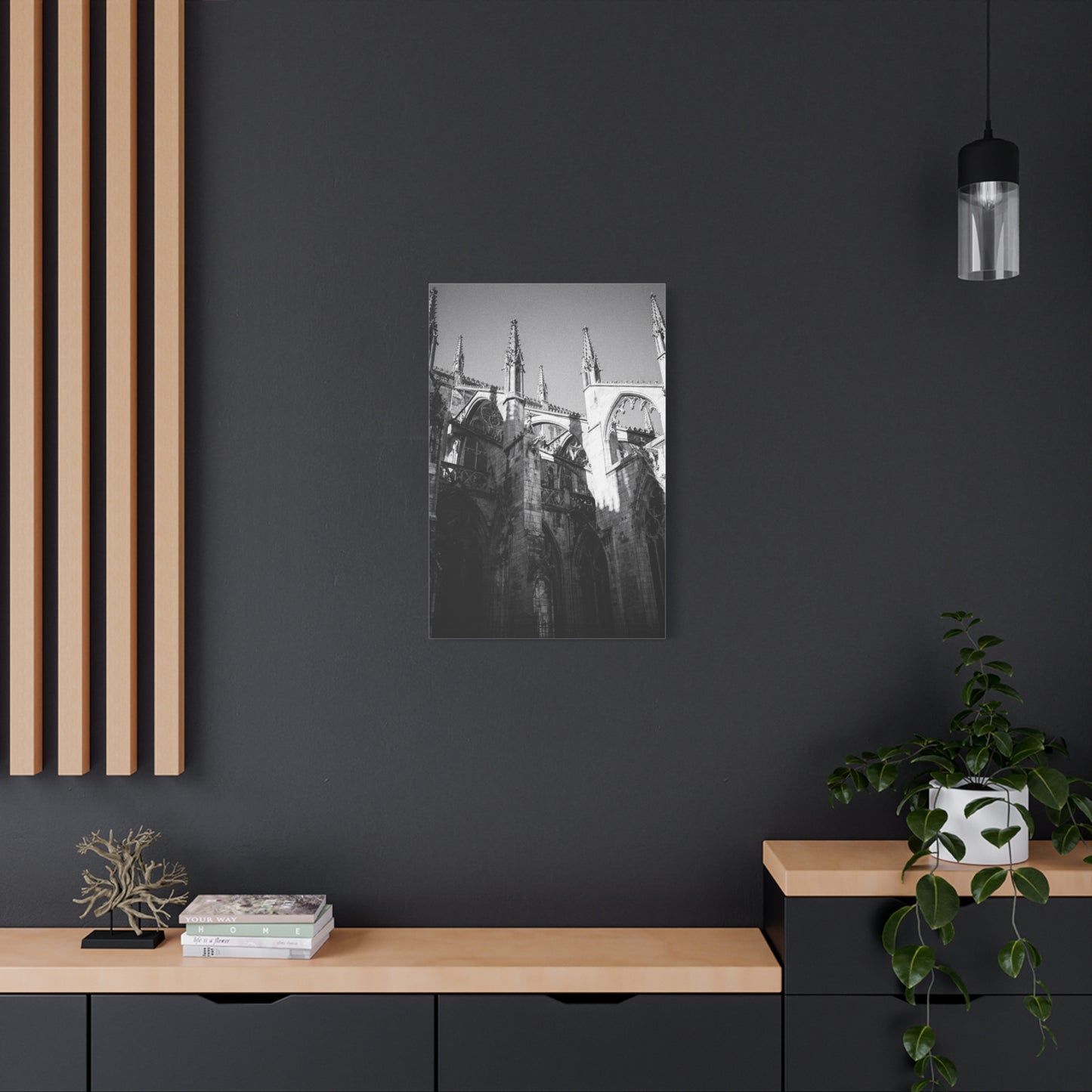 Gothic Cathedral Architecture Canvas Wall Art - Black And White Art Print - Vintage Stone Arches, Spires - Moody Traditional Style - Living Room Wall Decor Office Art - Modern Farmhouse Style