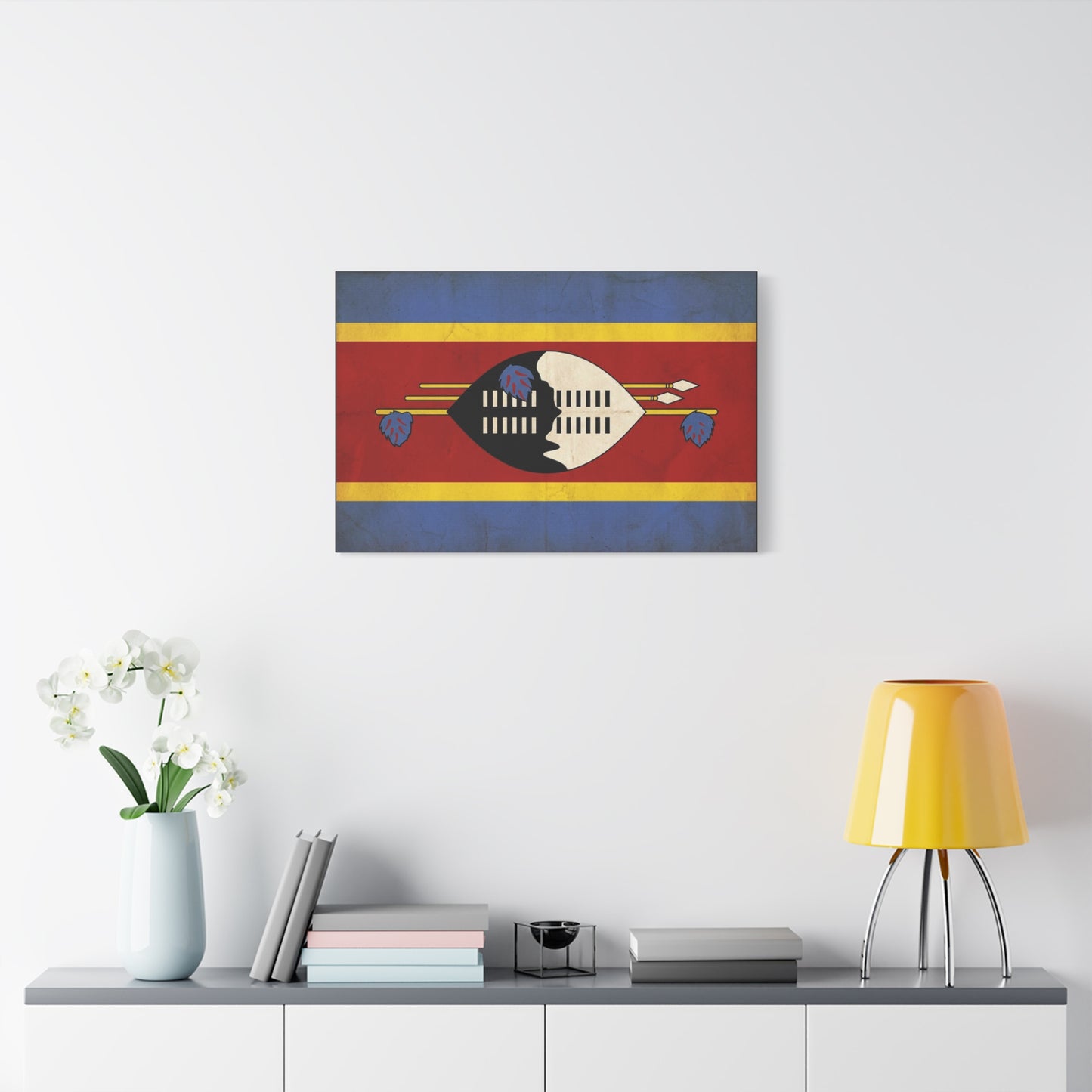 Eswatini Flag Canvas Wall Art - Swazi National Flag Print, Vintage Patriotic Home Decor - Matte Canvas Wall Hanging - Living Room Decoration, Office Accent - Bedroom Home Decoration - Ready to Hang