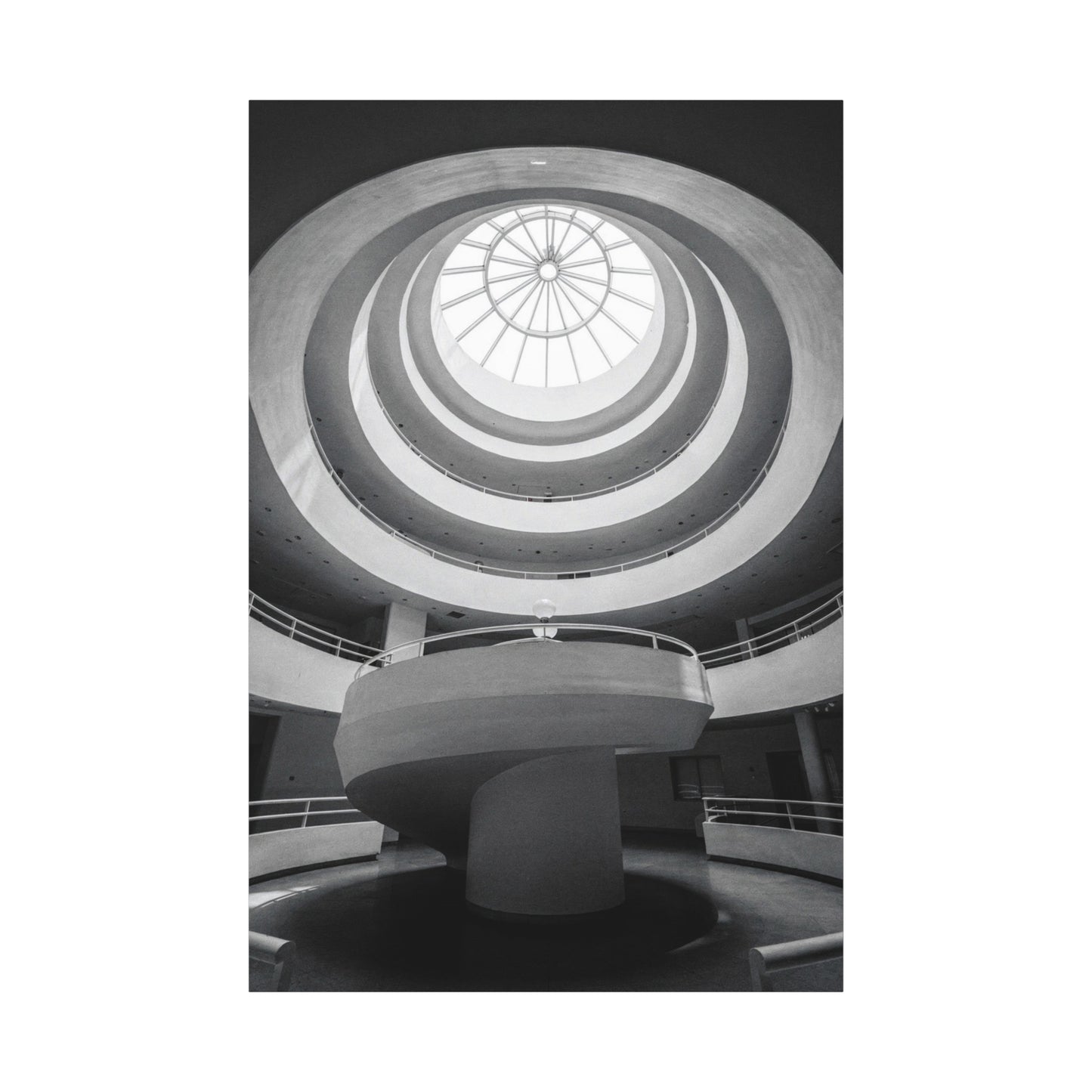 Black And White Spiral Rotunda Canvas Wall Art - Architectural Art Print, Modern Minimalist Interior Decor - Matte Cotton Artwork - Living Room Office Wall Decor - Bedroom Home Decoration