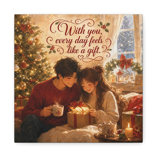 "With You" - Warm Golden Winter Decor - Traditional Quote Print For Bedroom, Living Room - Office Wall Art