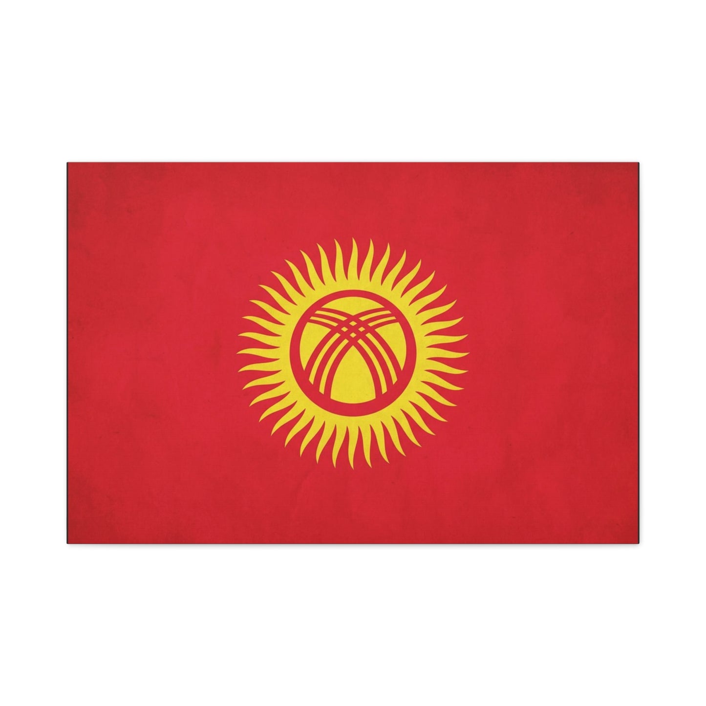 Kyrgyzstan Flag Canvas Wall Art - Red Sun Tunduk Emblem Print Picture - Minimalist Patriotic Wall Decor, Modern Home Decoration, Living Room Accent, Office Art - Bedroom Home Decoration