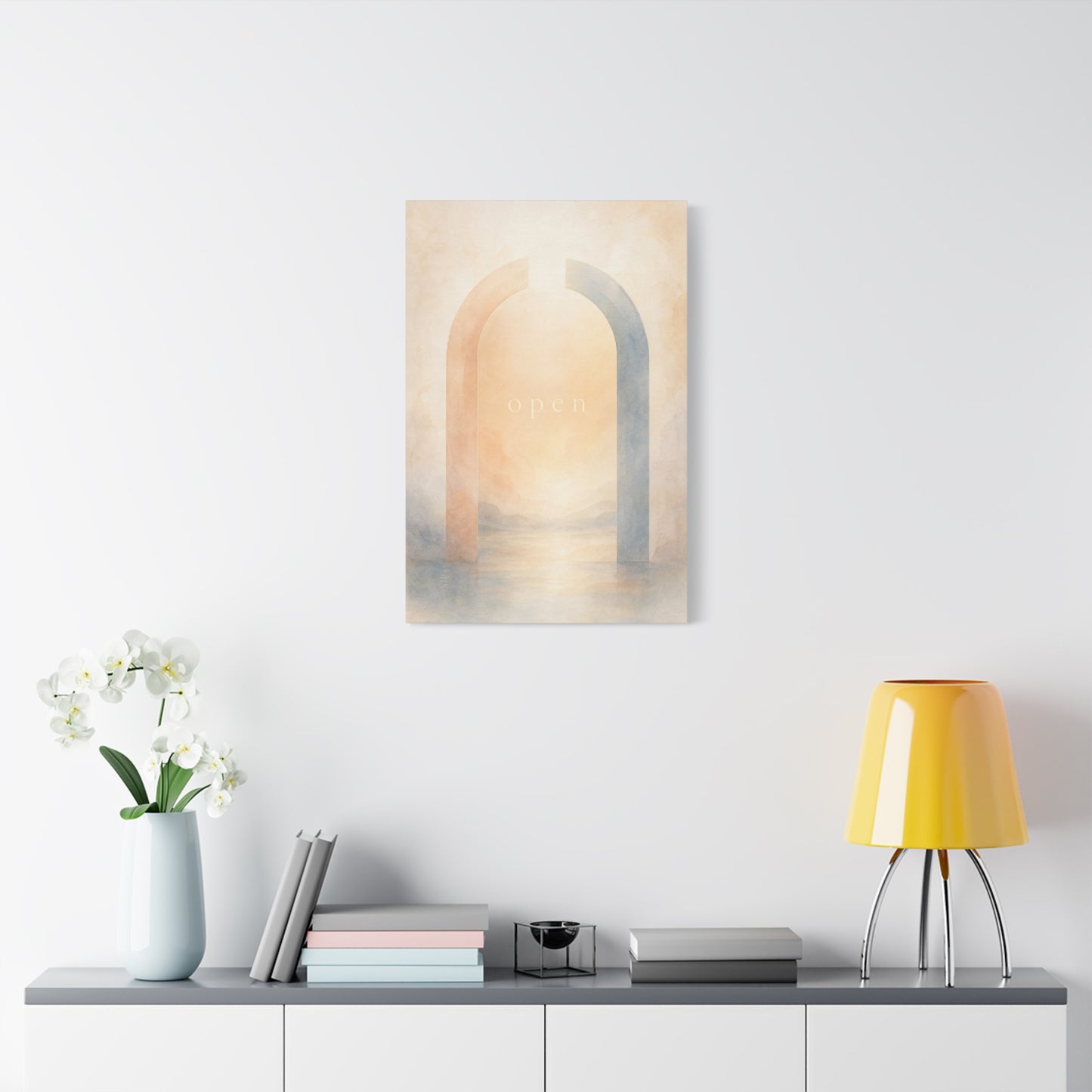 "Open" Abstract Arch Canvas Wall Art - Minimalist Watercolor Neutral Wall Decor - Contemporary Pastel Home Decoration - Bedroom Living Room Accent, Meditation Space Office Art - Modern Farmhouse Style