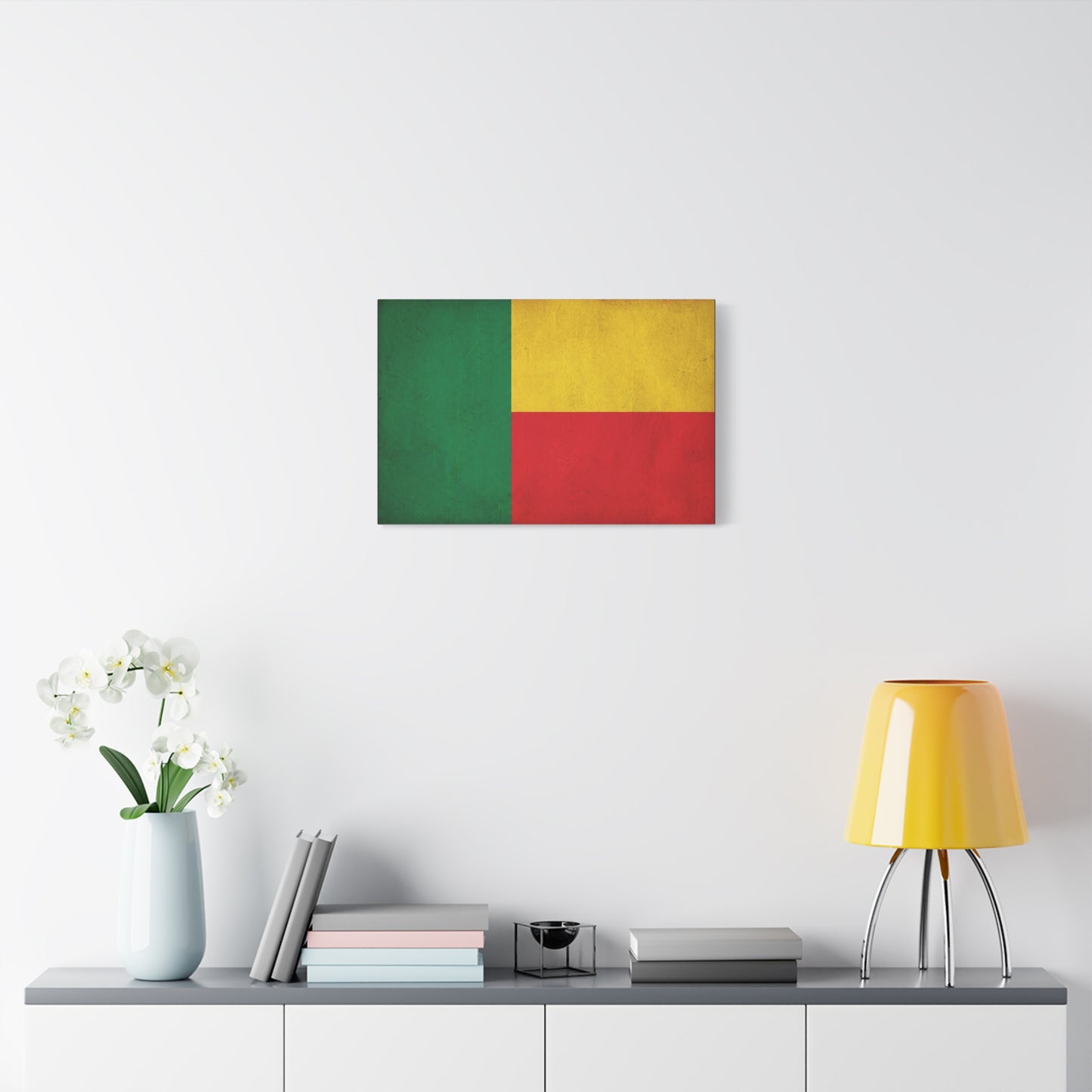 Benin Flag Canvas Wall Art - Vintage National Flag Print, Color Block Design - Matte Cotton Artwork - Cultural Pride Decor, Living Room Wall Decor, Office Art - Bedroom Home Decoration - Ready to Hang