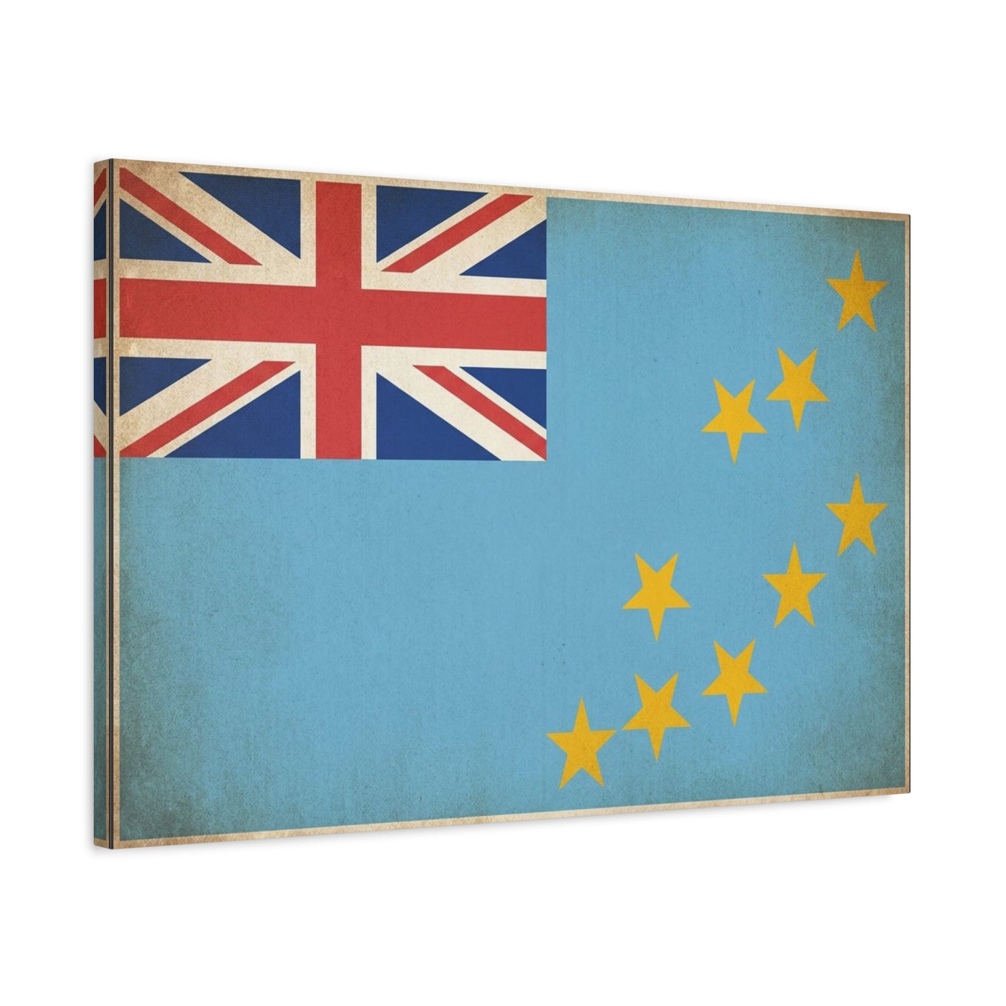 Tuvalu Flag Canvas Wall Art - Vintage National Flag Print, Blue Red Gold Patriotic Decor - Distressed Country Pride Style - Living Room Home Decoration - Living Room Wall Decor - Cozy Reading Nook Art