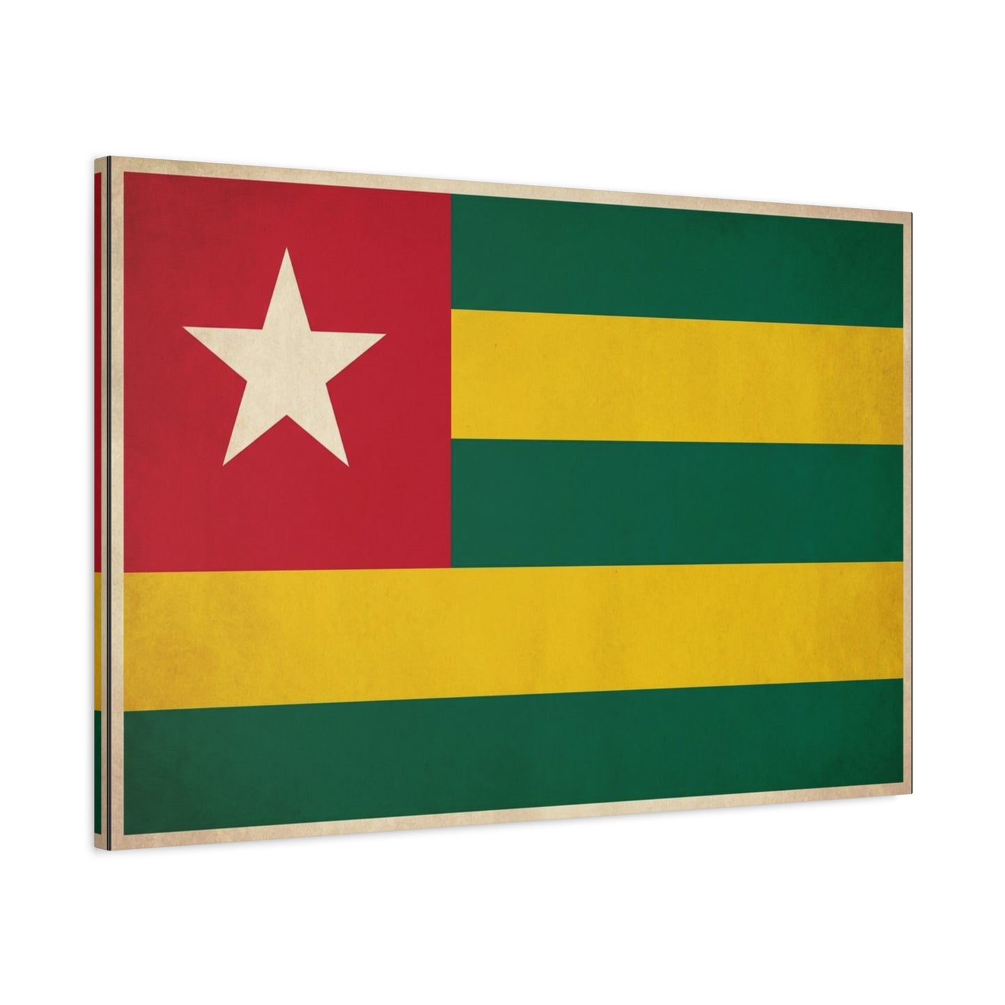 Togo Flag Canvas Wall Art - Vintage National Flag Print, Green Yellow Red Star Decor - Cultural Heritage Style - Living Room Wall Decor, Office Art - Bedroom Home Decoration - Bedroom Home Decoration